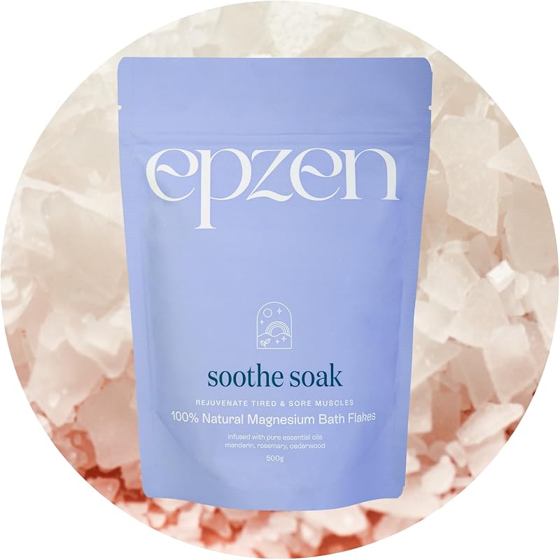 epzen Flocos de Magnésio para Banho com Óleos Essenciais, Alecrim e Cloreto de Magnésio, sem Parabenos e Sulfatos, 499 g