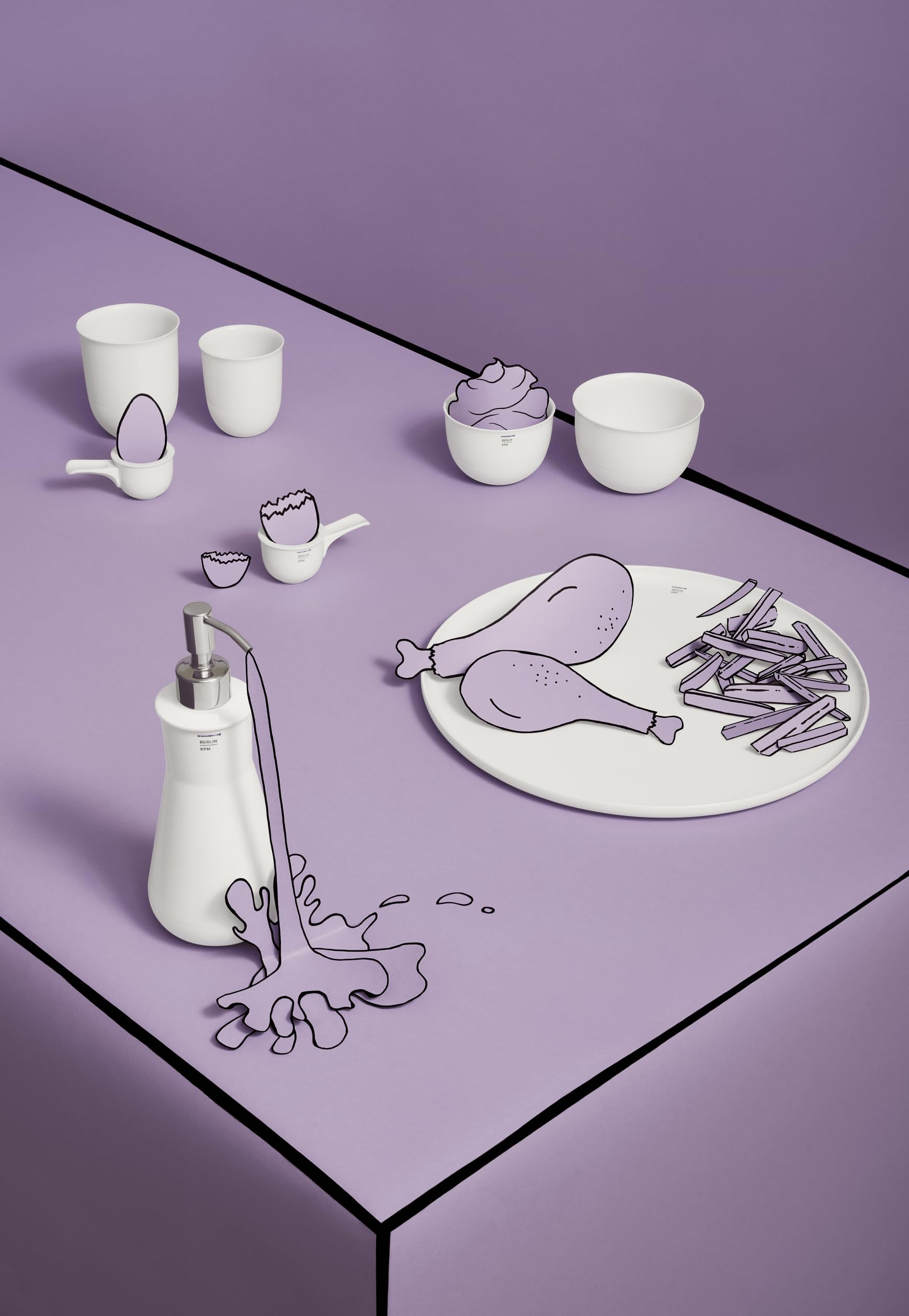 KPM Berlin LAB dozownik nr 450, dozownik mydła, dozownik oleju, dozownik z pompką 450 ml, porcelana biała, ręcznie robiony, w pudełku prezentowym