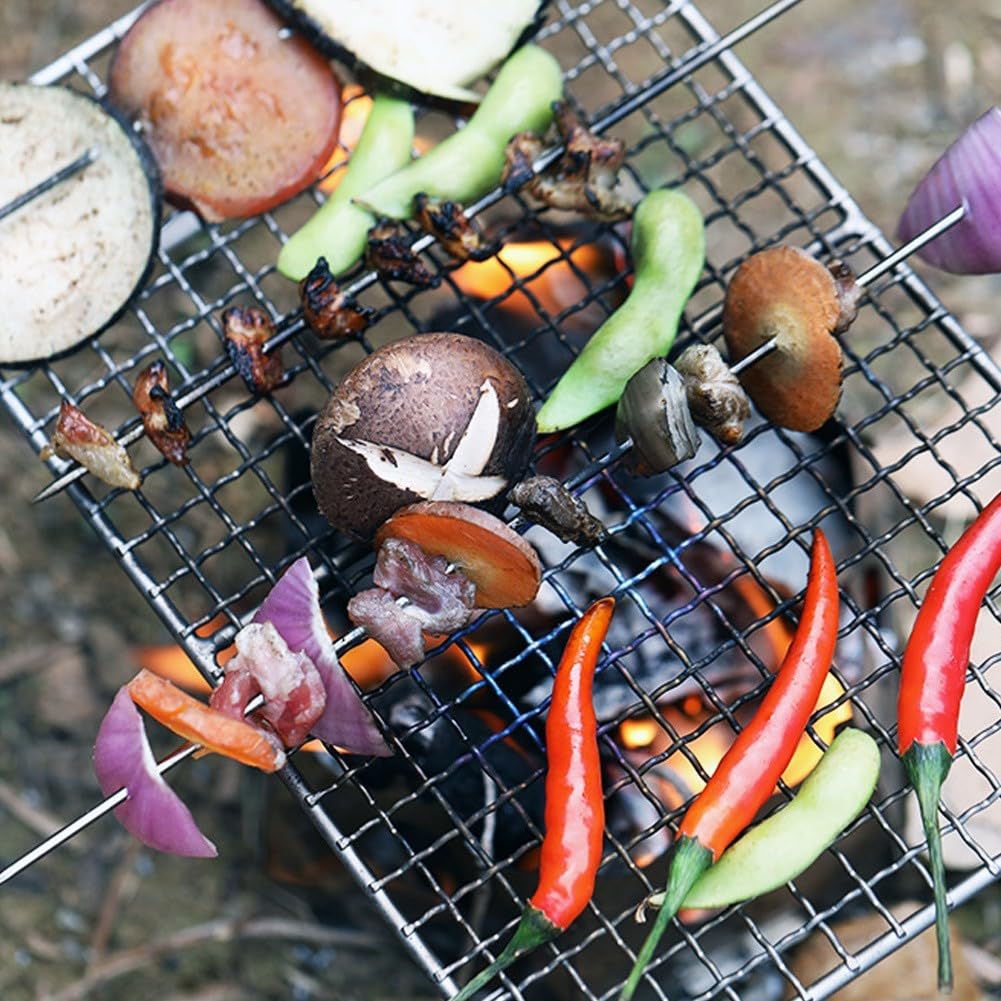 Przenośny składany grill na zewnątrz, lekki aluminiowy grill na węgiel drzewny, na kemping, wędrówki, wędkowanie, kompaktowy i łatwy do przenoszenia, z nogami dla stabilności