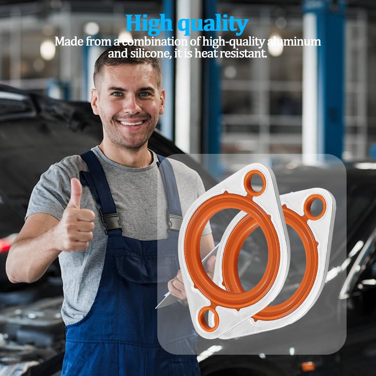 2PCS Car Thermostat Water Neck Housing Gasket, 1/8" Aluminum Reusable Vehicle Thermostat Water Pump Housing Seal Gasket, Compatible with SBC BBC 265 283 305 327 350