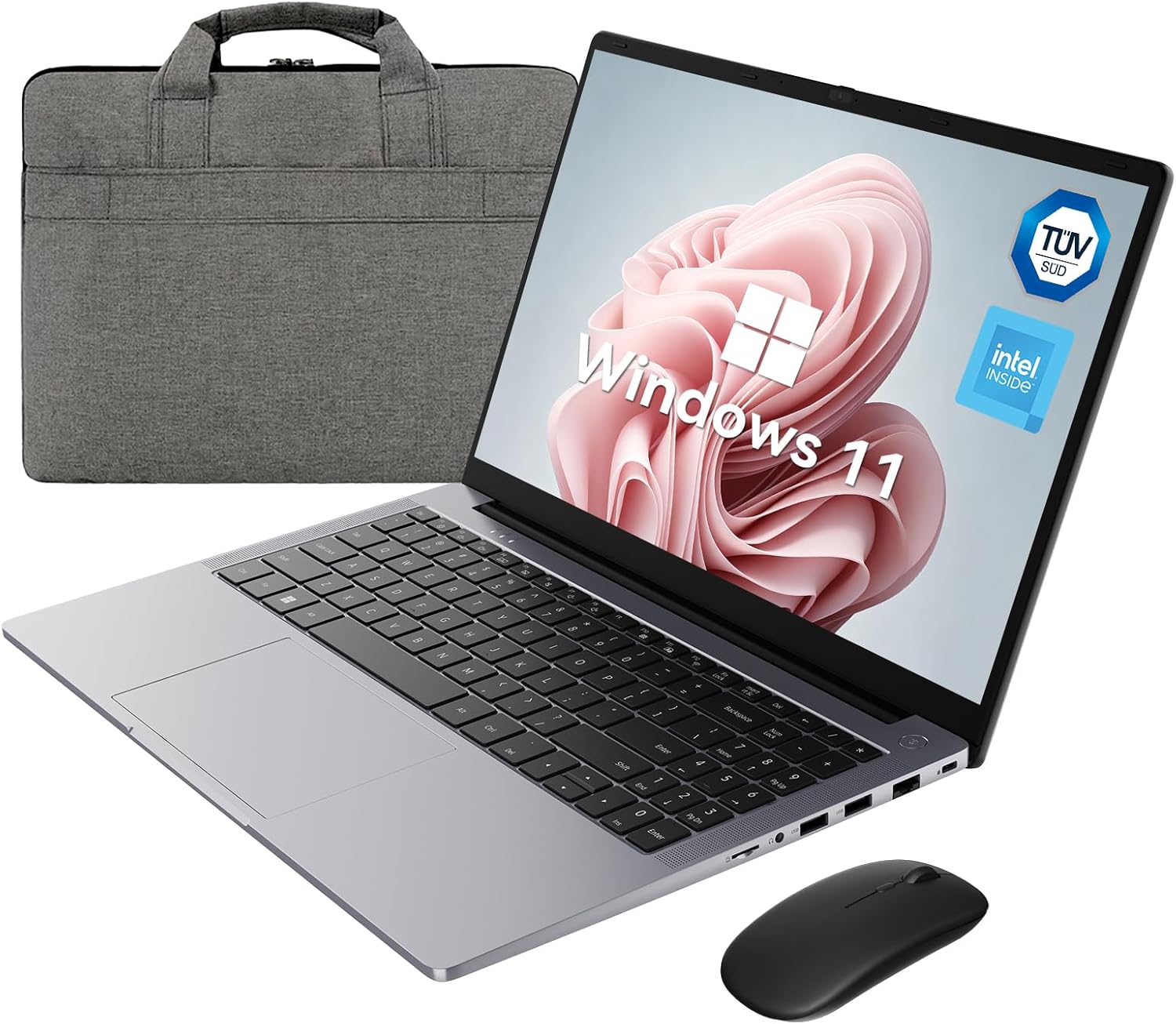 Huidun 【3-Year Warranty】 HiBook 6 15.6" FHD AI Laptop Computer, 2026 Intel N150 (4C/4T), 16GB DDR4 256GB, Win 11丨Bag & Accessory Bundle丨Portable Thin Laptops for College Student Business丨180° View