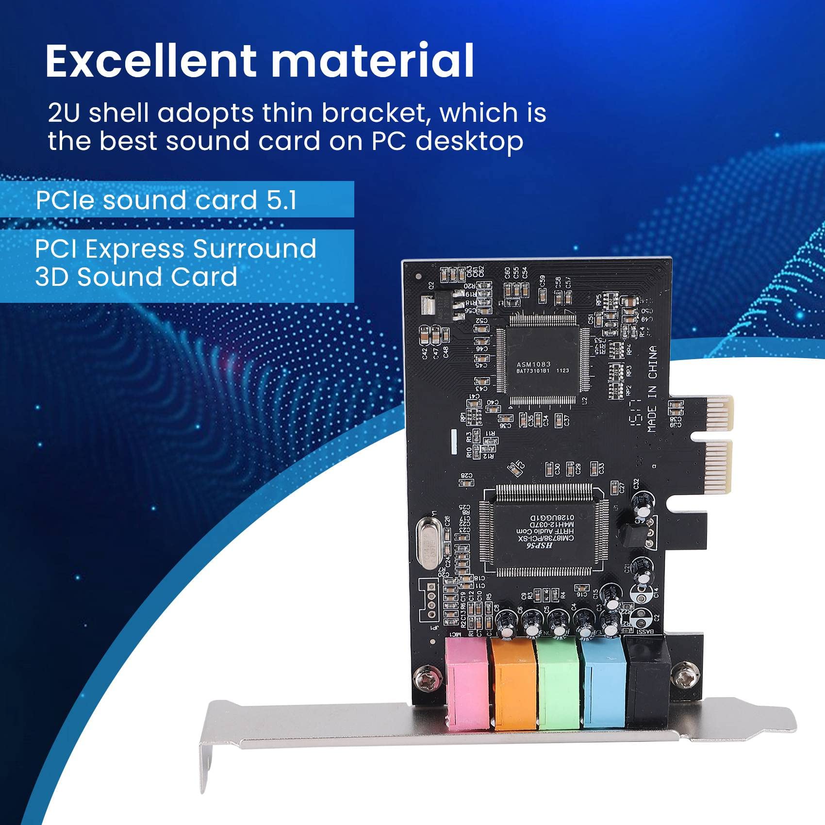 Scheda audio PCIe 5.1, Scheda Surround PCI Express Audio SteReO 3D con Ad Alta Prestazioni Scheda Audio PC Chip CMI8738
