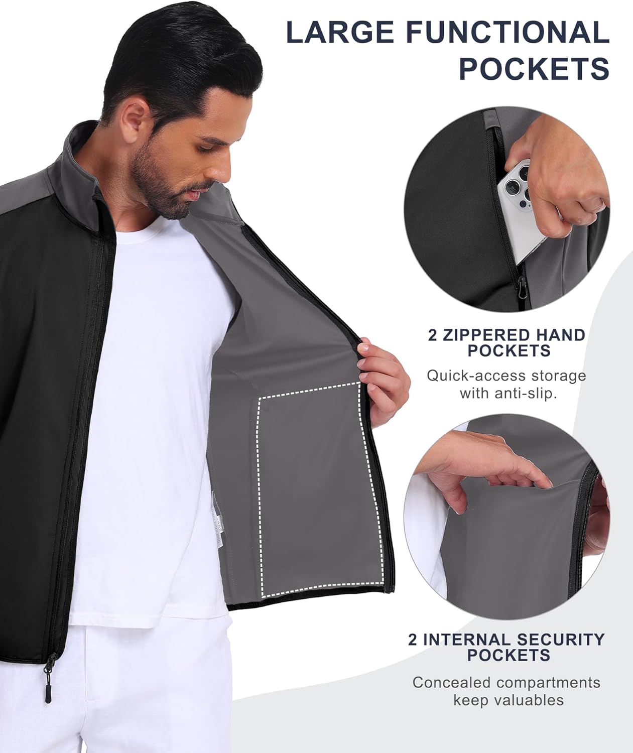 Little Donkey Andy Men's Water-resistant Outerwear Vests, Stretch Windproof Vest for Cycling, Running, Golf - Image 6