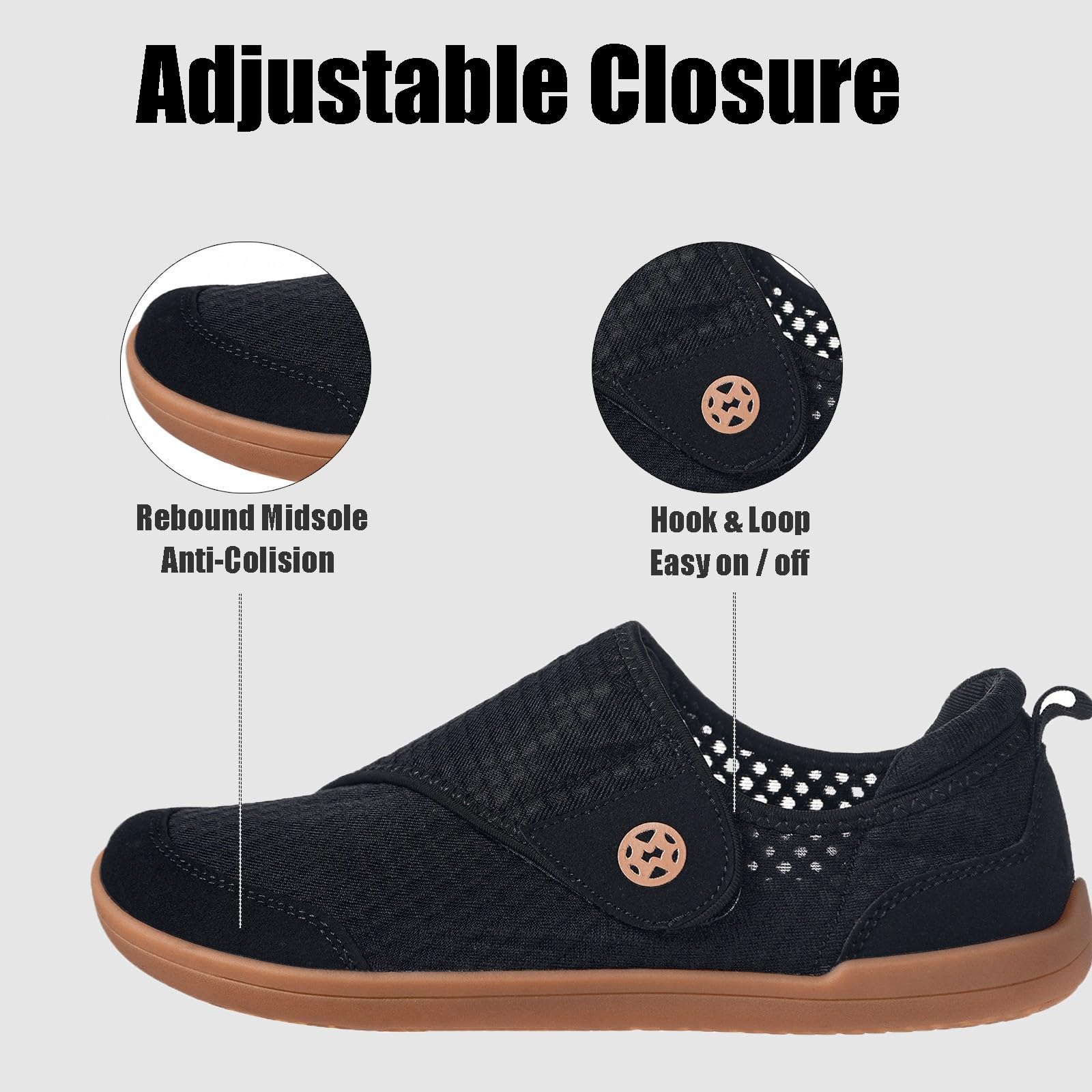 Zapatos Diabeticos para Mujer Hombre Extra Anchas Transpirables Ligero Antideslizante Ajustable Cómodo ortopédicos Zapatillas para Caminar Calzado Edema Artritis Ancianos Persona Mayor - 5