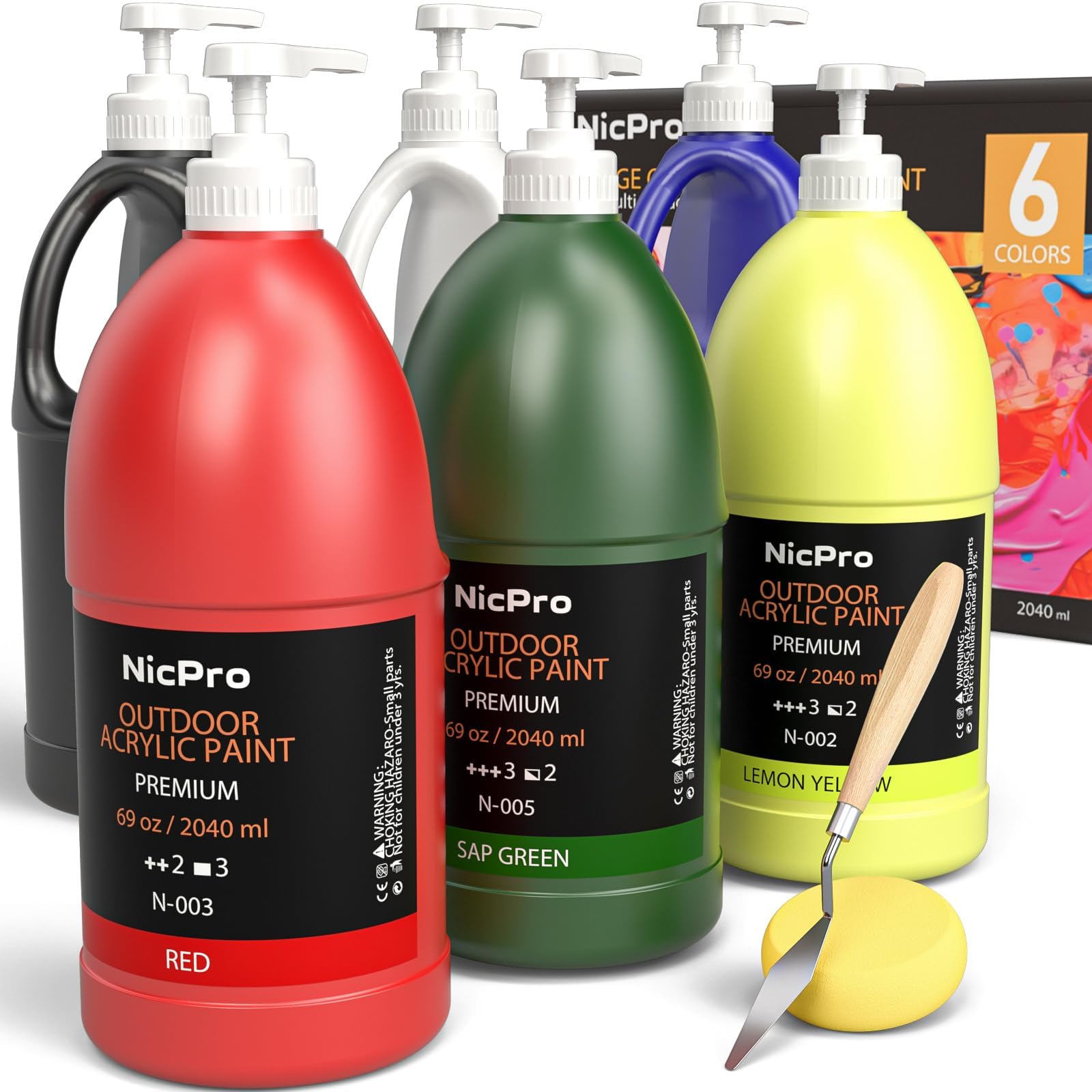 Nicpro 8 Colors Large Bulk Acrylic Pour Paint Set (69oz