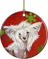 Vista 43 de Caroline's Treasures Dachshund copos de nieve rojos y verdes, adorno de cerámica de Navidad para colgar en el árbol de Navidad, decoración