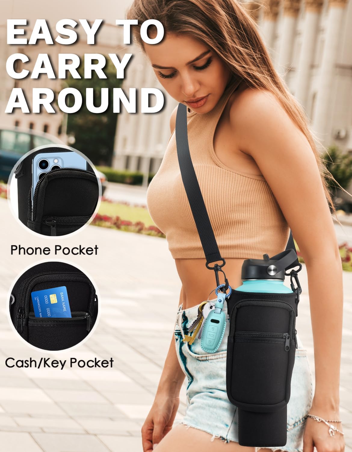 40 OZ Water Bottle Insulated Fits in Car Cup Holder, Water Tumbler with Straw & Spout Lids, Paracord Handle, 40oz Insulated Water Bottle with Handle Keep Cold-48h Hot-24h for Travel Gym Office - Image 5