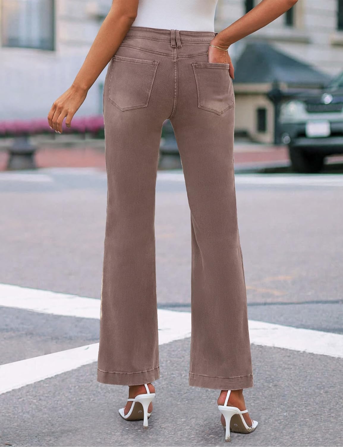 luvamia Wide Leg Jeans for Women High Waist Stretchy Classic Baggy Flare Jeans Denim Pants for Women - Image 3