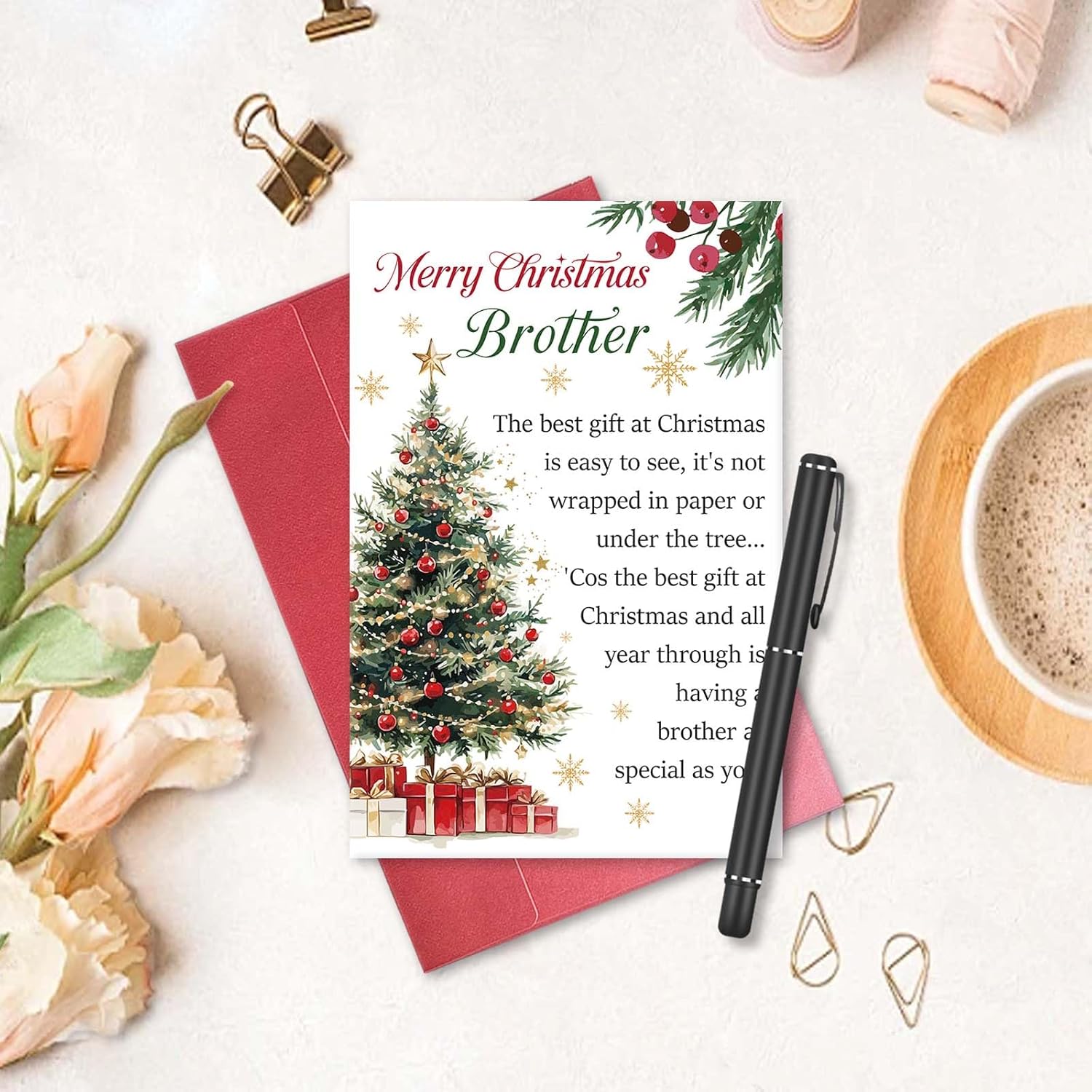 Heartfelt Brother Christmas Card, Merry Christmas Card from Sister Brother, Sweet Xmas Gift for Bro - Image 4
