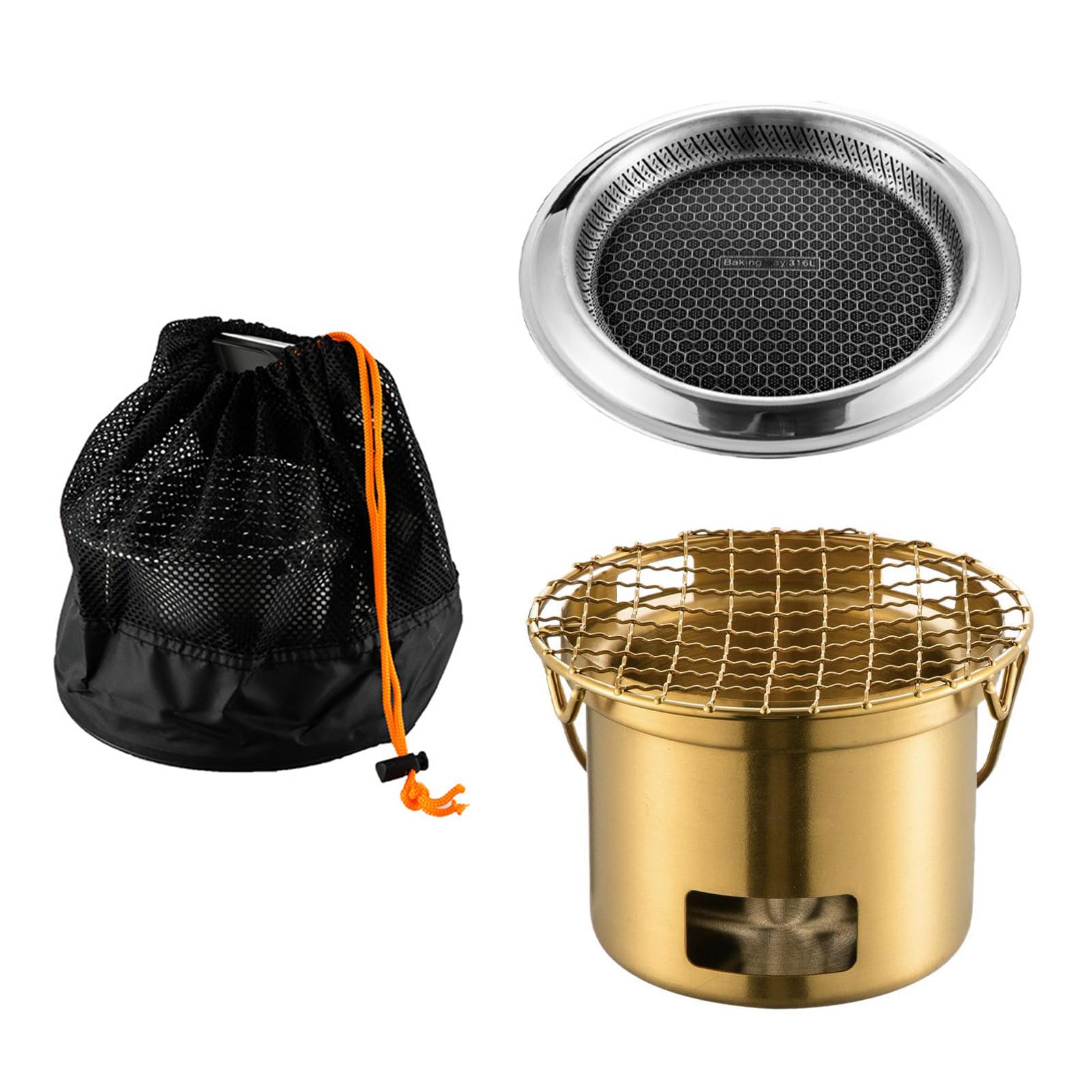 Nucelit 304Stainless Steel Burning Stove Outdoor Campings Stove Picnics Cooking BBQ Grills Outdoor Camping Equipment Portable Grilling