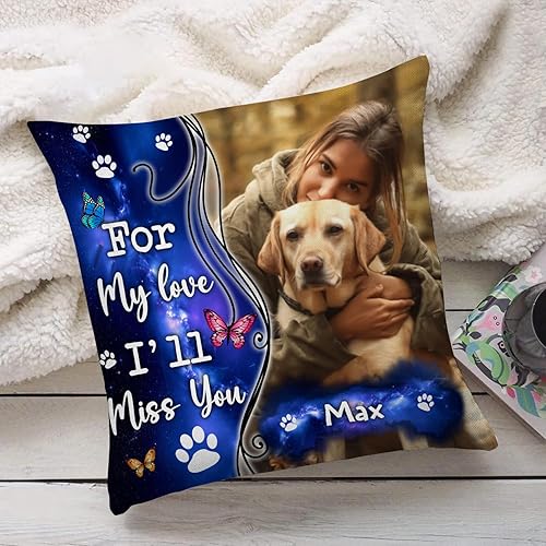 Miniatura 4 de Funda de almohada conmemorativa personalizada para mascotas, regalos conmemorativos para perros, gatos con nombre y foto personalizados, regalo de