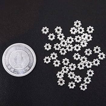 Amazon.co.jp: ロンデル 4mm メタルビーズ 花型 ハンドメイド パーツ