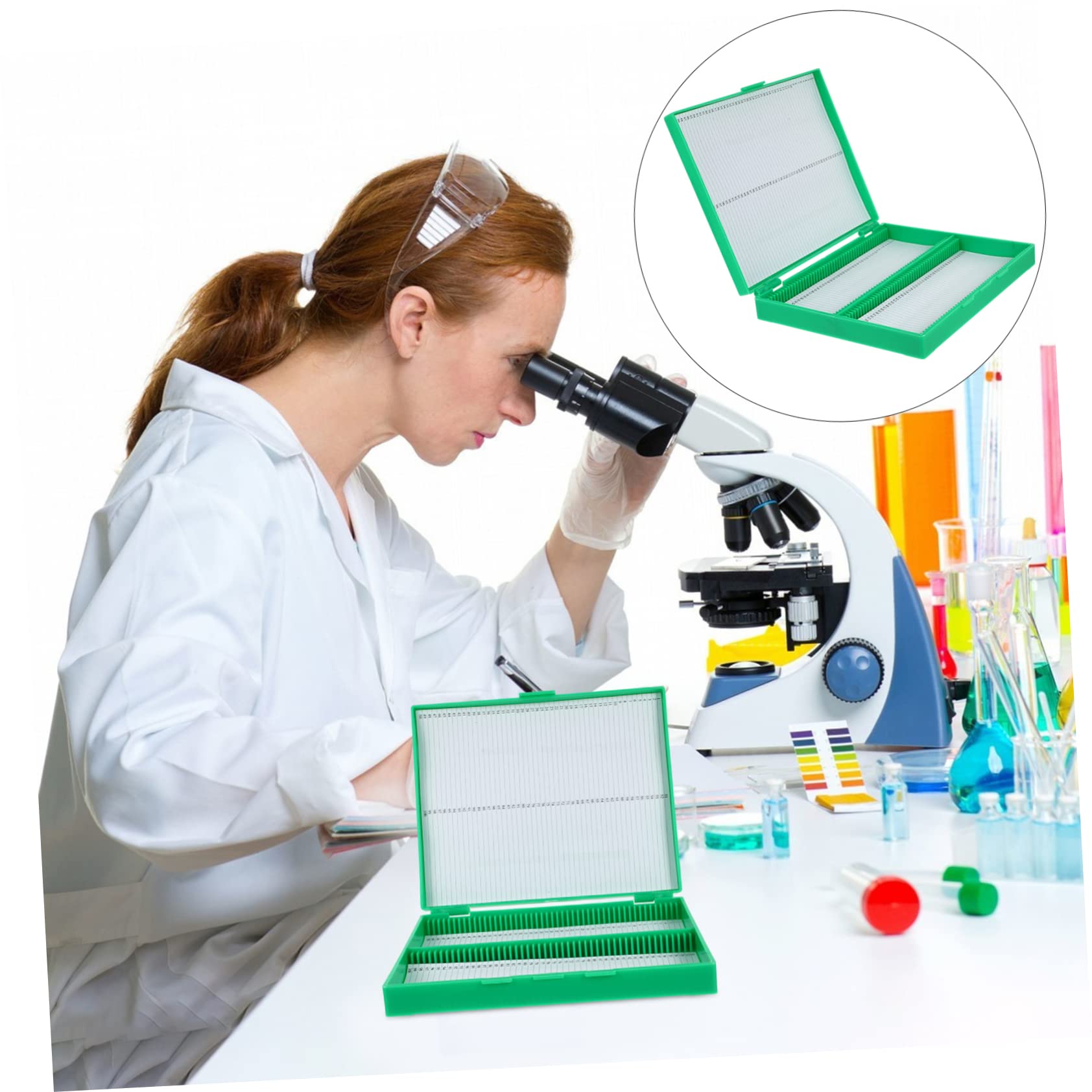 BELLIFFY Slice Box Microscope Slide Storage Microscope Slides Microscope Slide Holder Microscope Slide Container Cajas Organizadoras Dispenser Container Microscopes Holders Plastic Green