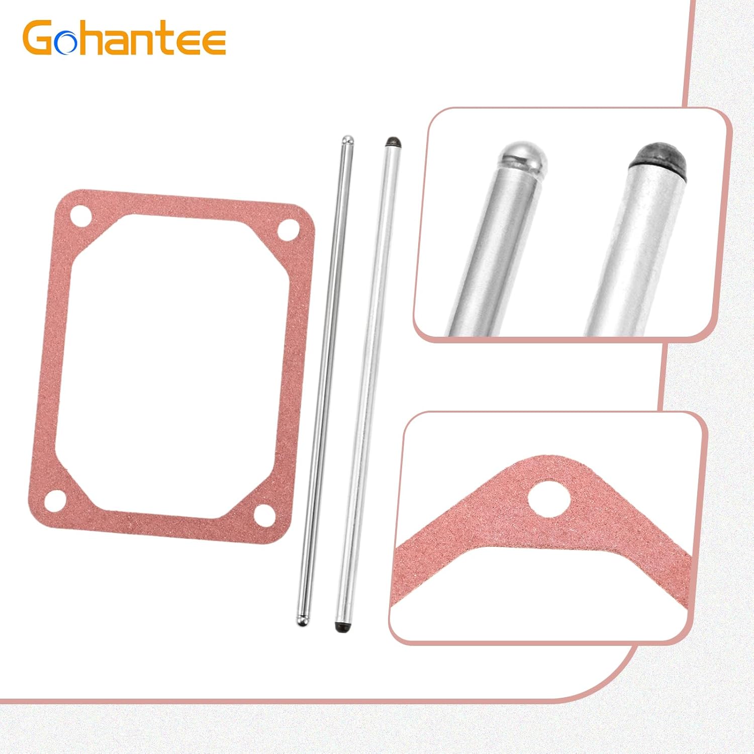 gohantee 690981 690982 690971 Push Rod Set with Valve Cover Gasket, Compatible with Briggs Stratton Engine, Replace 401577-0123-B1 405777 20A114 etc, (2 Set)