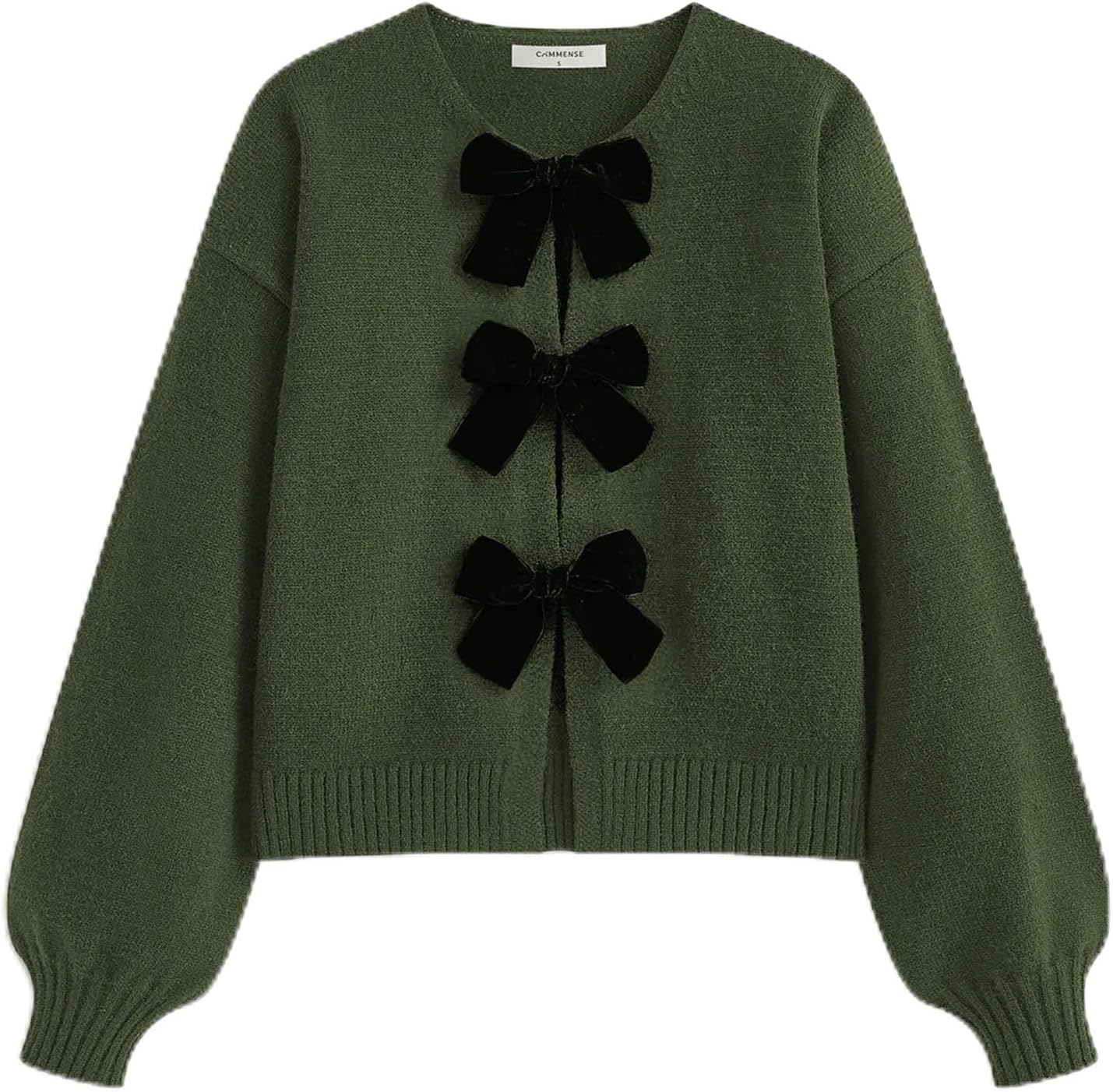 Womens Y2k Tie Front Cardigan Sweaters Bow Tie Long Sleeve Crew Neck Loose Crop Knitted Fall Winter Sweater