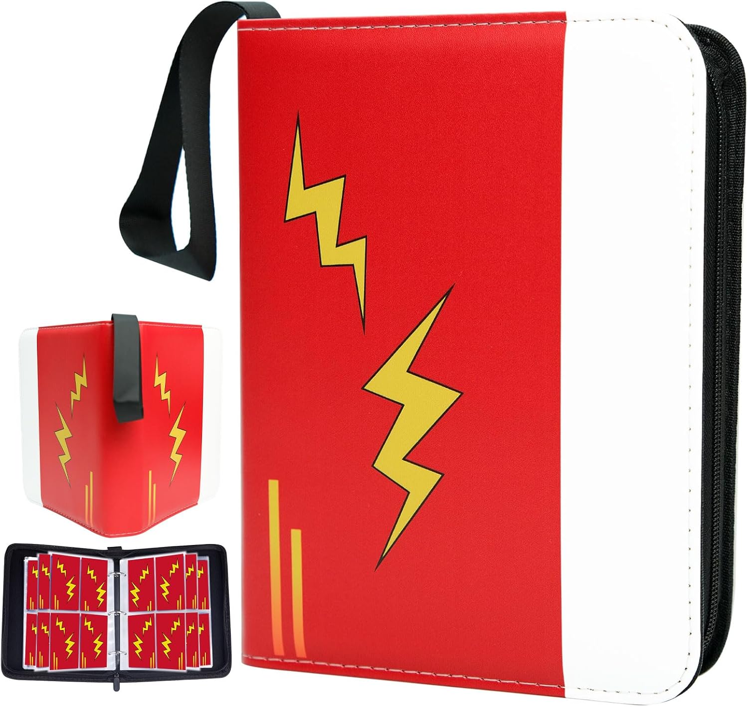 4 Pocket Trading Card Binder with, 400 Card Holders with 50 Removable Sleeves, Display Storage Favourites Album, PU Card Book for TCG, MTG, Gaming Football Sports Cards, Red