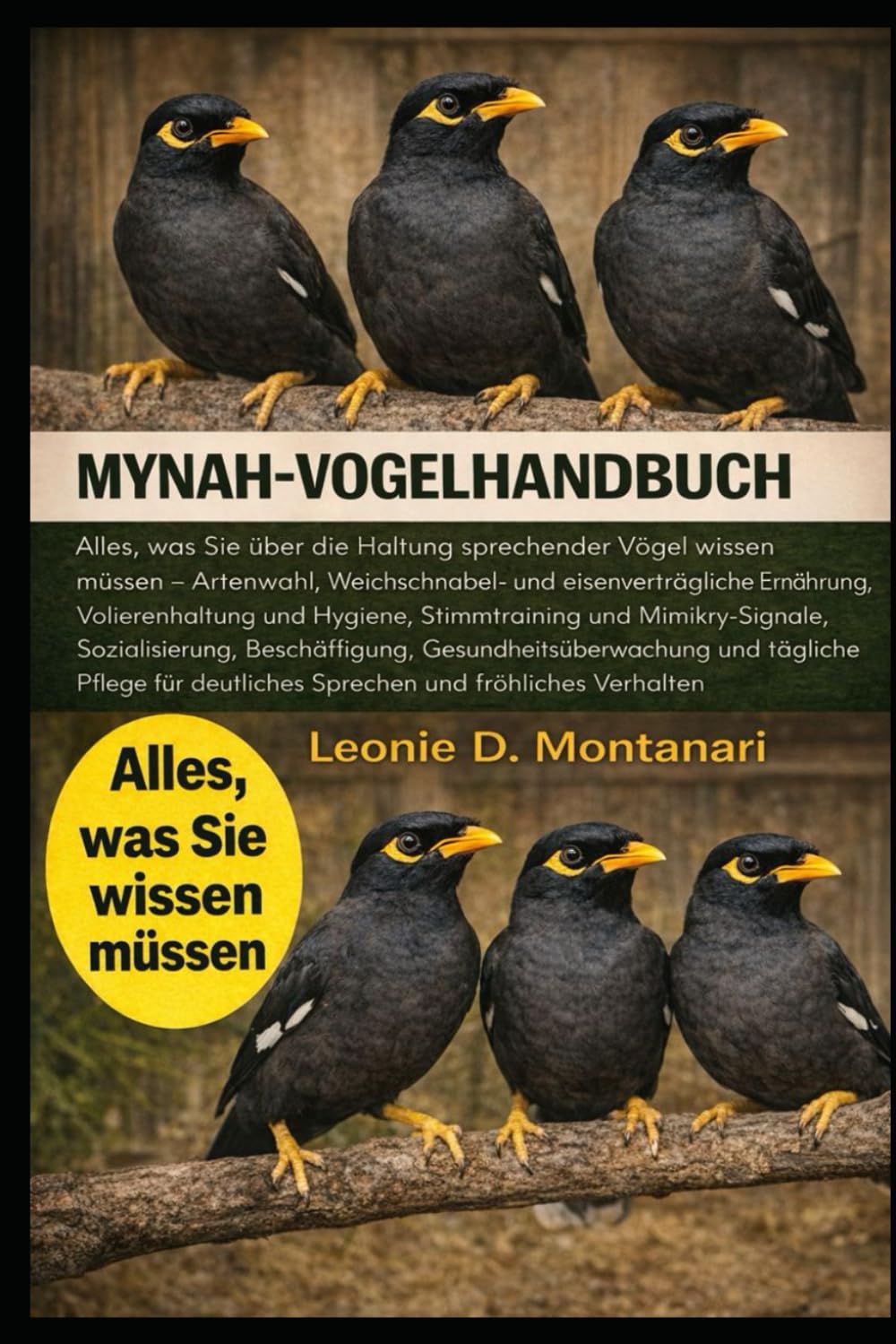 MYNAH VOGELHANDBUCH: Alles, was Sie über die Haltung sprechender Vögel wissen müssen – Artenwahl, Weichschnabel- und eisenverträgliche Ernährung, ... Sozialisierung, Beschäftigung...