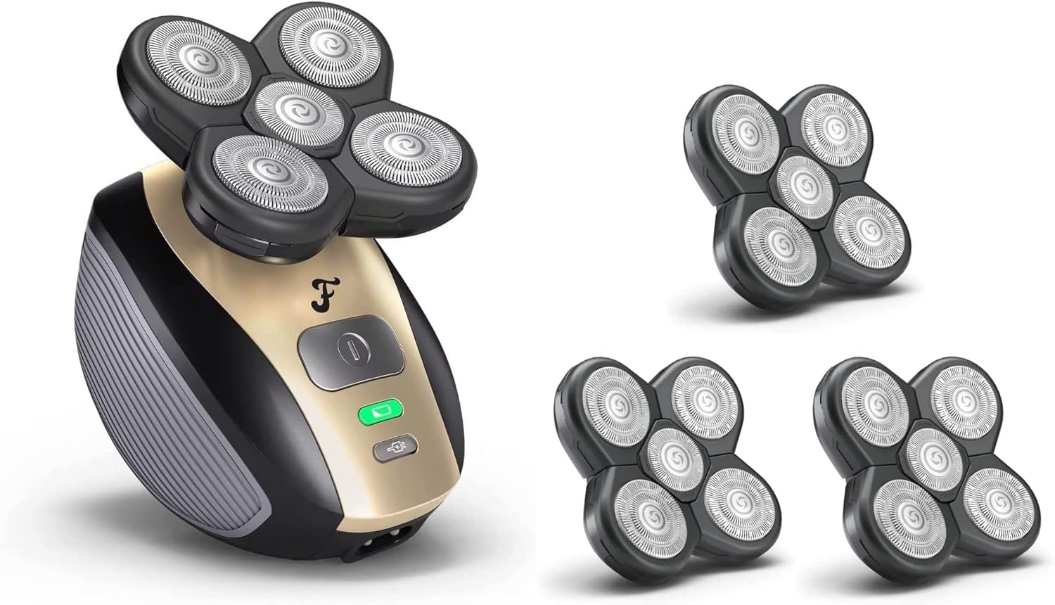 Freebird FlexSeries™ Shaver and Blade - Fast, Smooth, Water-Resistant Electric Head Shaver with 5 Flexible Blades, USB Rechargeable, Ideal for Bald Men and Women