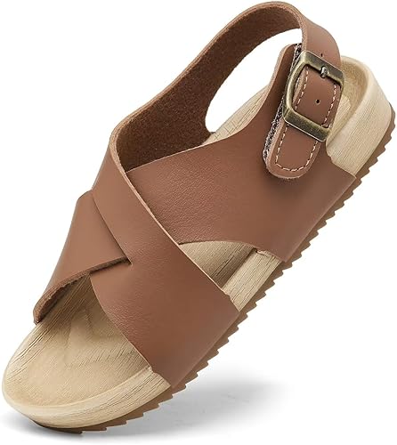 Cubufly Sandalias para niños con tiras cruzadas y puntera abierta, zapatos de verano para uso en interiores y exteriores, para niños pequeños y