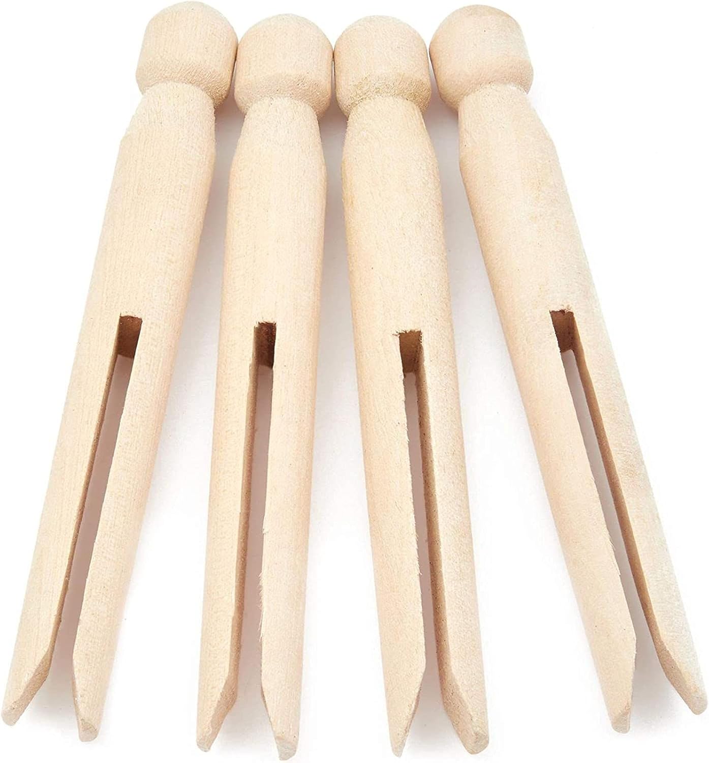 Juvale Wooden Clothespins - 4.3 x 0.5 in, 50 Pack, Light Brown - Heavy-Duty Outdoor Clothes Pins Wooden