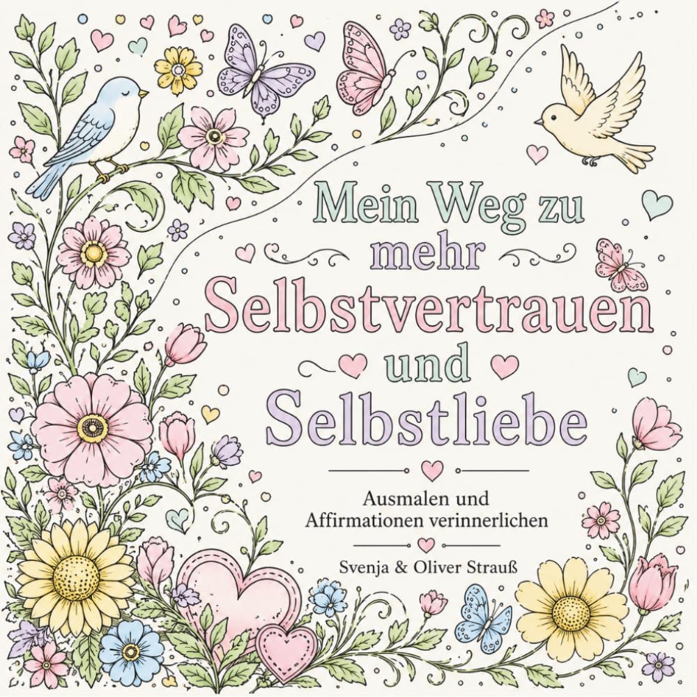 Mein Weg zu mehr Selbstvertrauen und Selbstliebe, Ausmalbuch für Erwachsene: 30 Motive mit Affirmationen: Malbuch zum Entspannen für Erwachsene, Teens und kreative Menschen: Rechtshänder