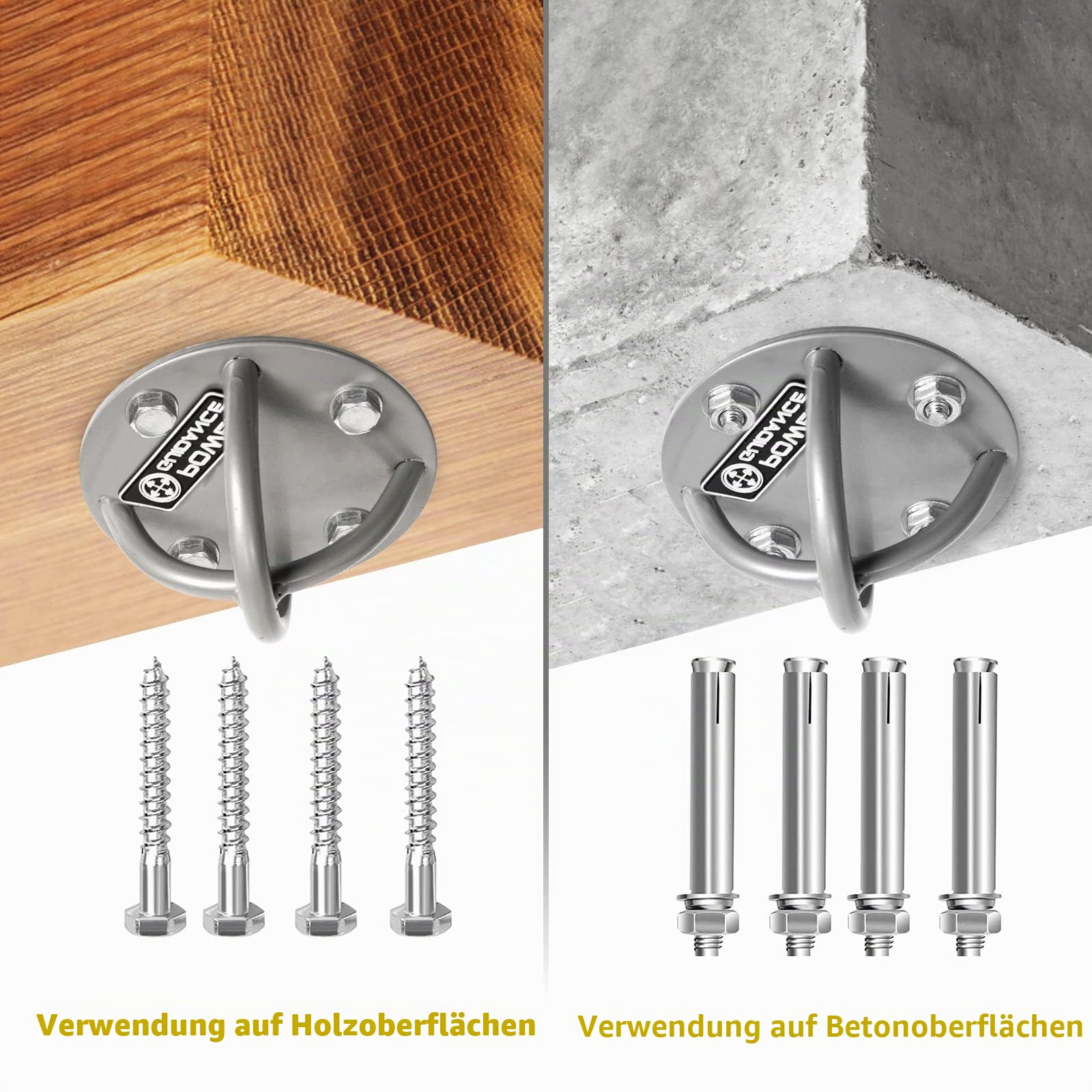 POWER GUIDANCE Hook Wandhaken Deckenanker -Ceiling Anchor Wandhalterung für Aufhängegurte, Gymnastikringe, Yoga Swings & Hängematte, Resistance Band, Battle Rope (1 Stück)