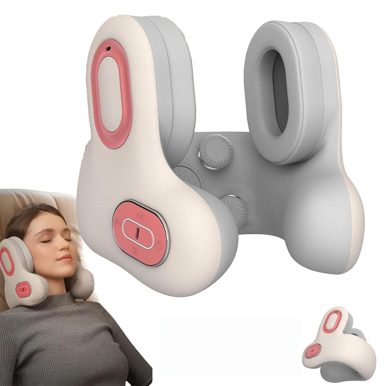 Almohada De Viaje con Bluetooth, Almohada Cervical De Espuma Viscoelástica Ergonómica, Reproductor De Música Integrado, Cojín De Cuello Portátil para Avión, Coche, Oficina Y Hogar