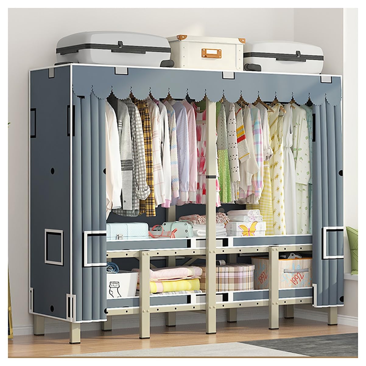 Amazon｜ポータブルクローゼットワードローブ折りたたみ式衣類ラック