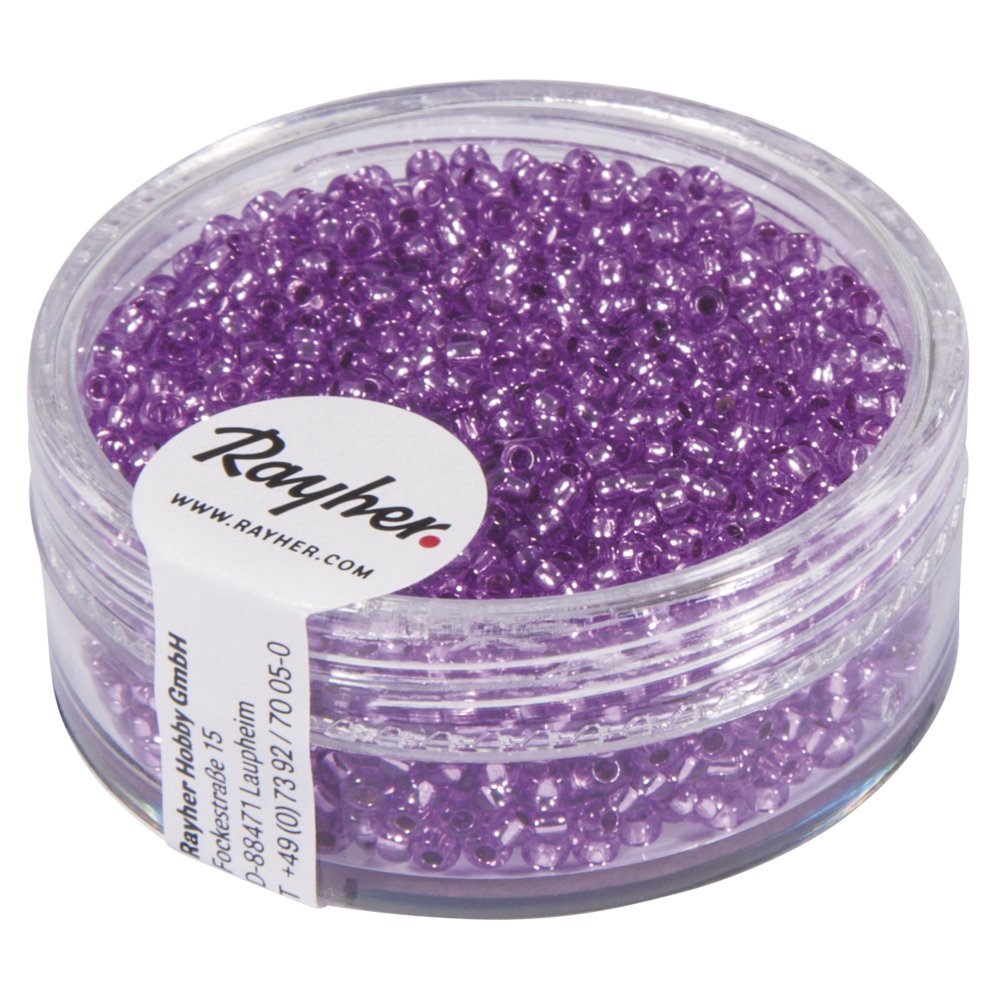 RAYHER Hobby Rayher 1406435 Seed Beads 2 mm Diameter with Silver Insert Lilac Not Washable