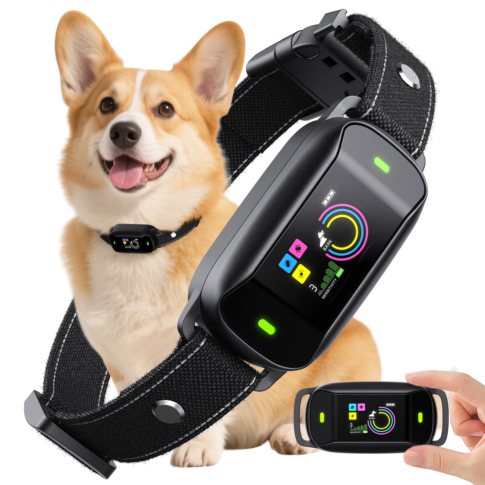 Collar Antiladridos para Perros, Modo de Sonido/Vibración/Vibración Fuerte, 1-5 Niveles de Sensibilidad, Resistencia al Agua IP67, Collar Antiladridos para Perros Pequeños, Medianos y Grandes