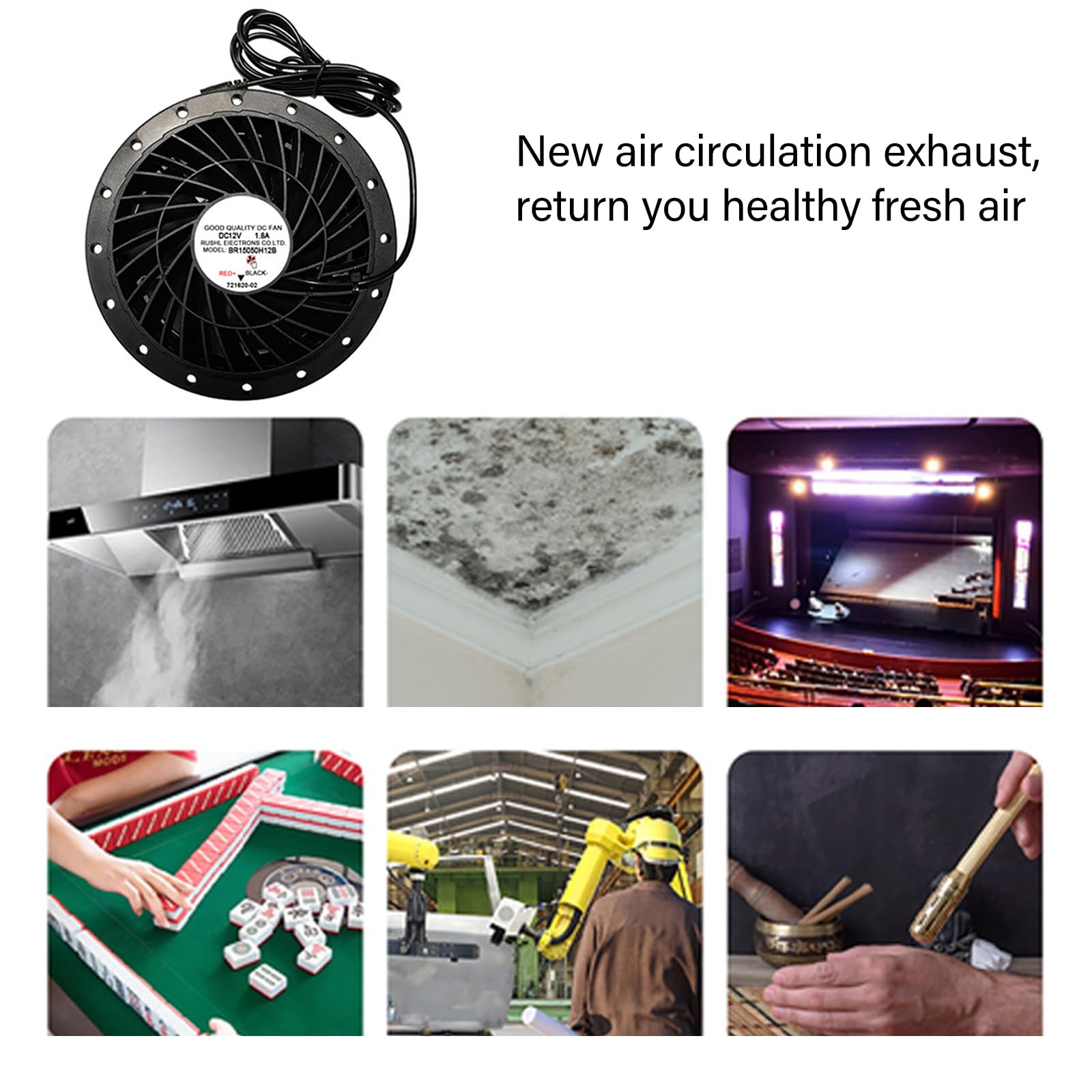 CHENZILIN Low Noise 6500RPM Duct Fan Exhaust Blower 12V Ventilation Fan for Bathroom Kitchen Greenhouse and Warehouse