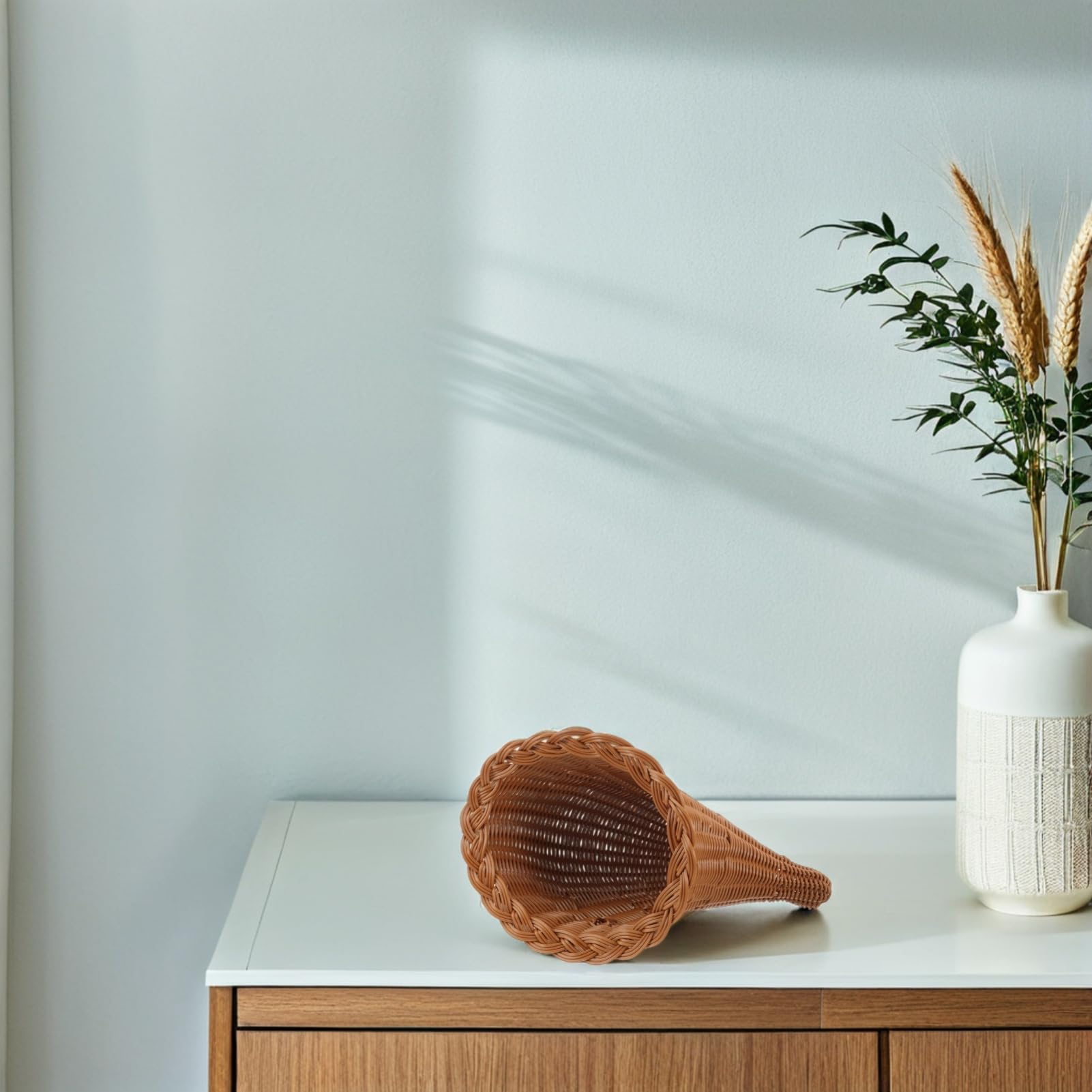 Cesta de Almacenamiento Tejida Forma de Cesta Multifuncional para Pan y Postres Decoración Natural y Rústica