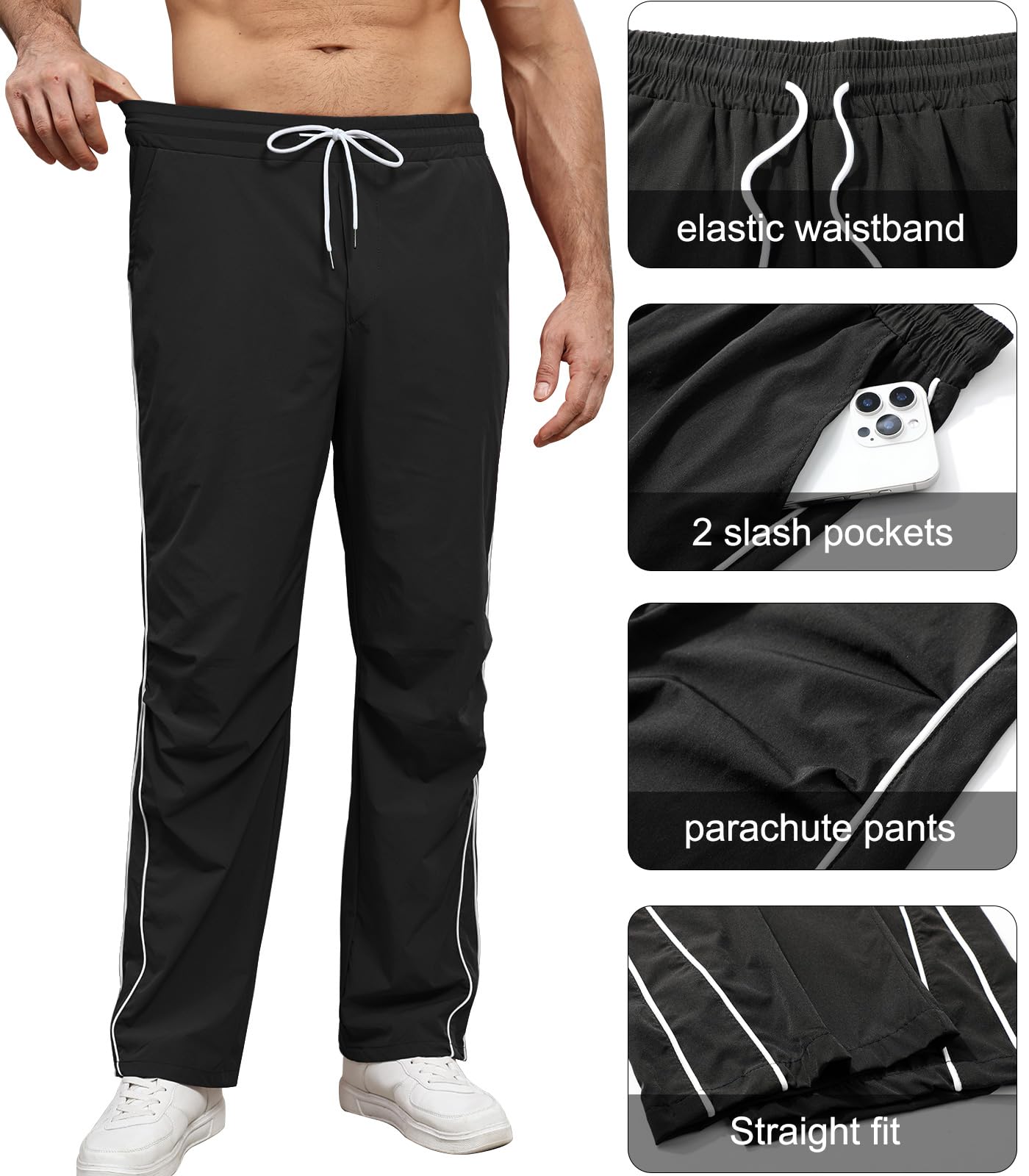 Suwangi Męskie spodnie dresowe do joggingu, na siłownię, spodnie treningowe, spodnie treningowe, spodnie treningowe, Y2k, streetwear, na co dzień, z kieszeniami