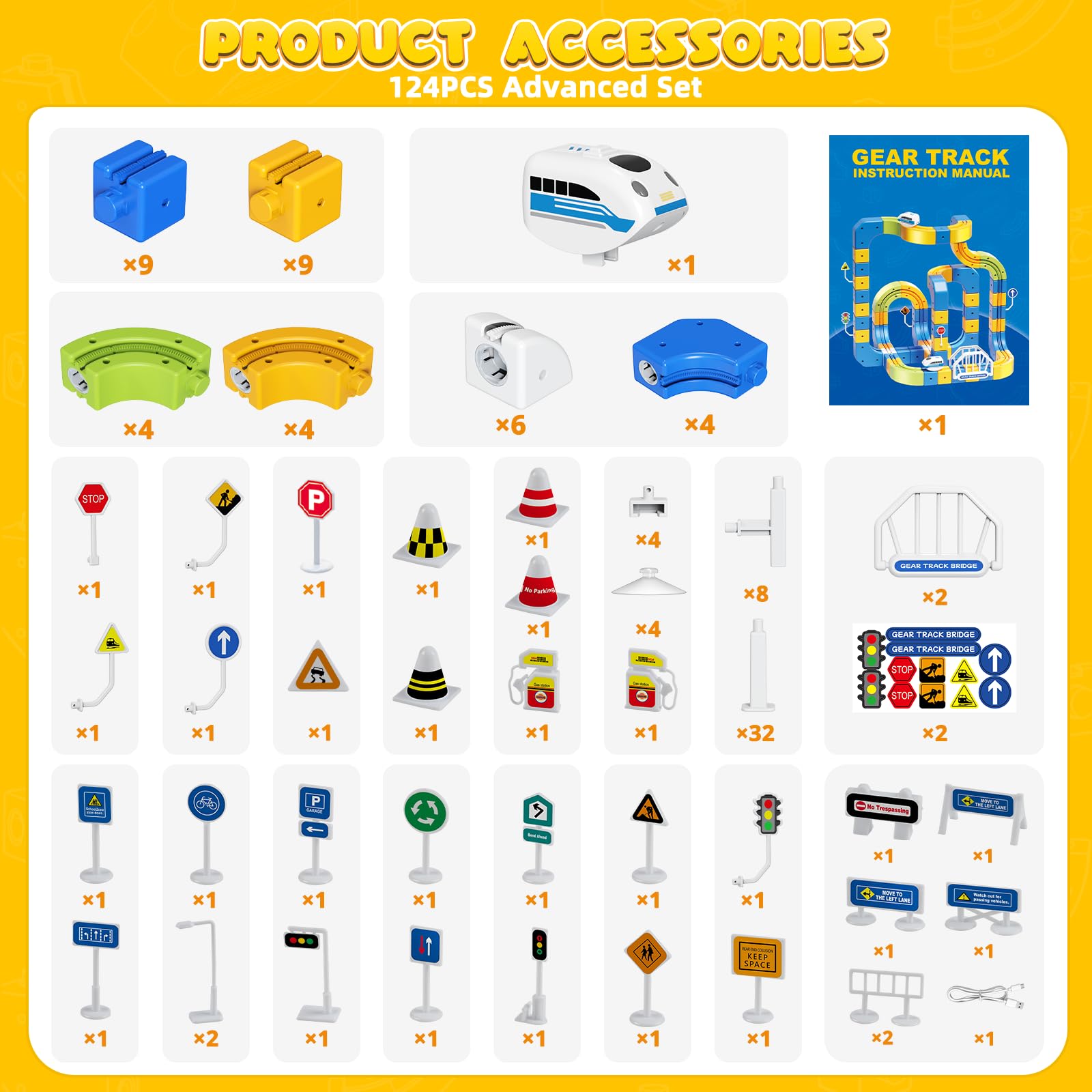 Hzitcigm Tren Eléctrico Juguete Niños – 124 Piezas (36 Vías + 1 Tren) Pista Flexible 3D Antigravedad, Juego de Construcción DIY Stem, Circuito Tren Motorizado USB, Regalo Niños 3 4 5 6 7 8 Años — view 7