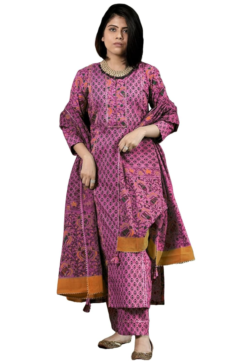 GoSriKi Women's Rayon Viscose Printed Straight Kurta with Pant & Dupatta - Image 7