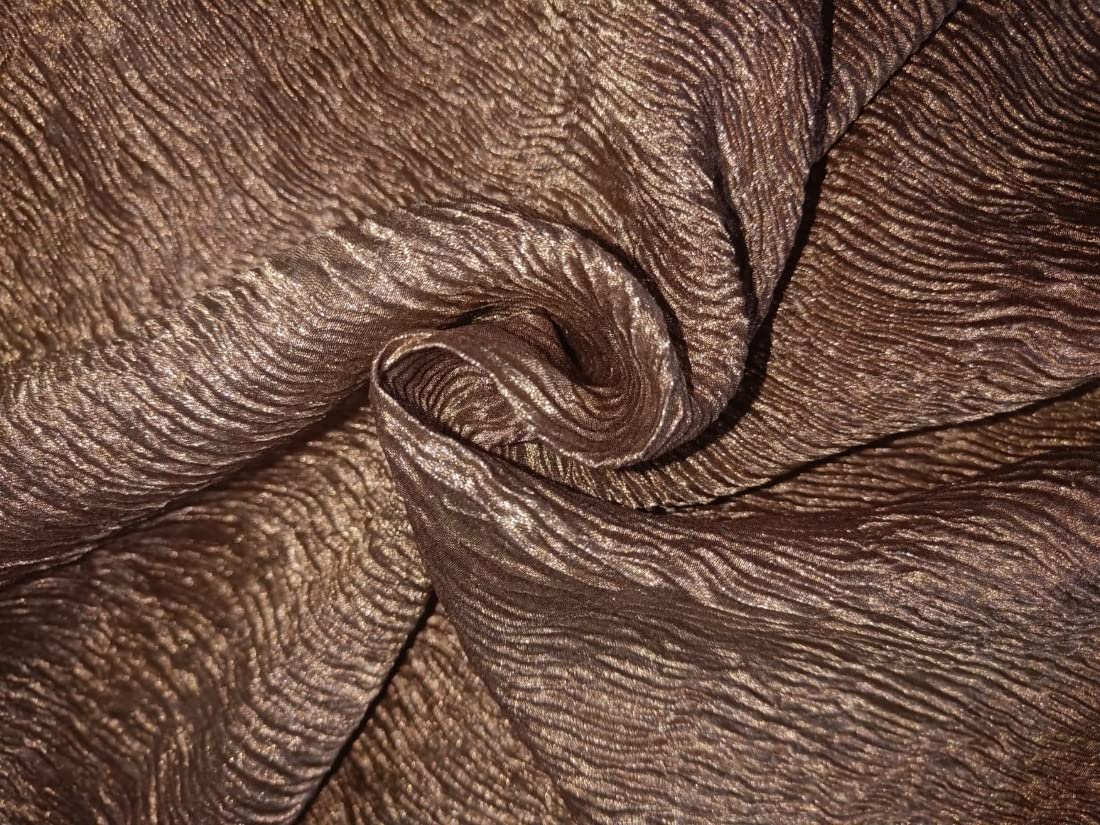 Tissu organza froissé métallique or antique pour haute couture et design d'art