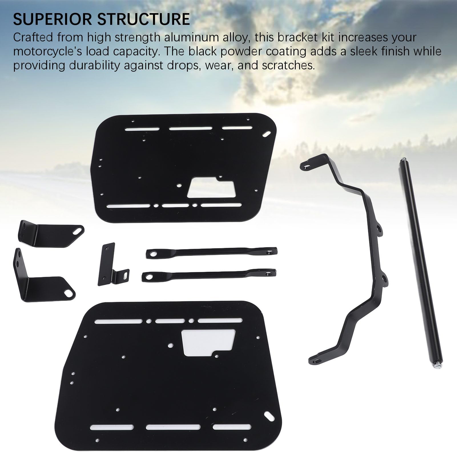 Zestaw Wsporników Montażowych Kufra Bocznego Motocykla, Twarda Torba Podsiodłowa ze Stopu Aluminium 18L-38L Skrzynia Bagażowa Bagażnik Boczny Zestaw Wsporników Montażowych Kufra