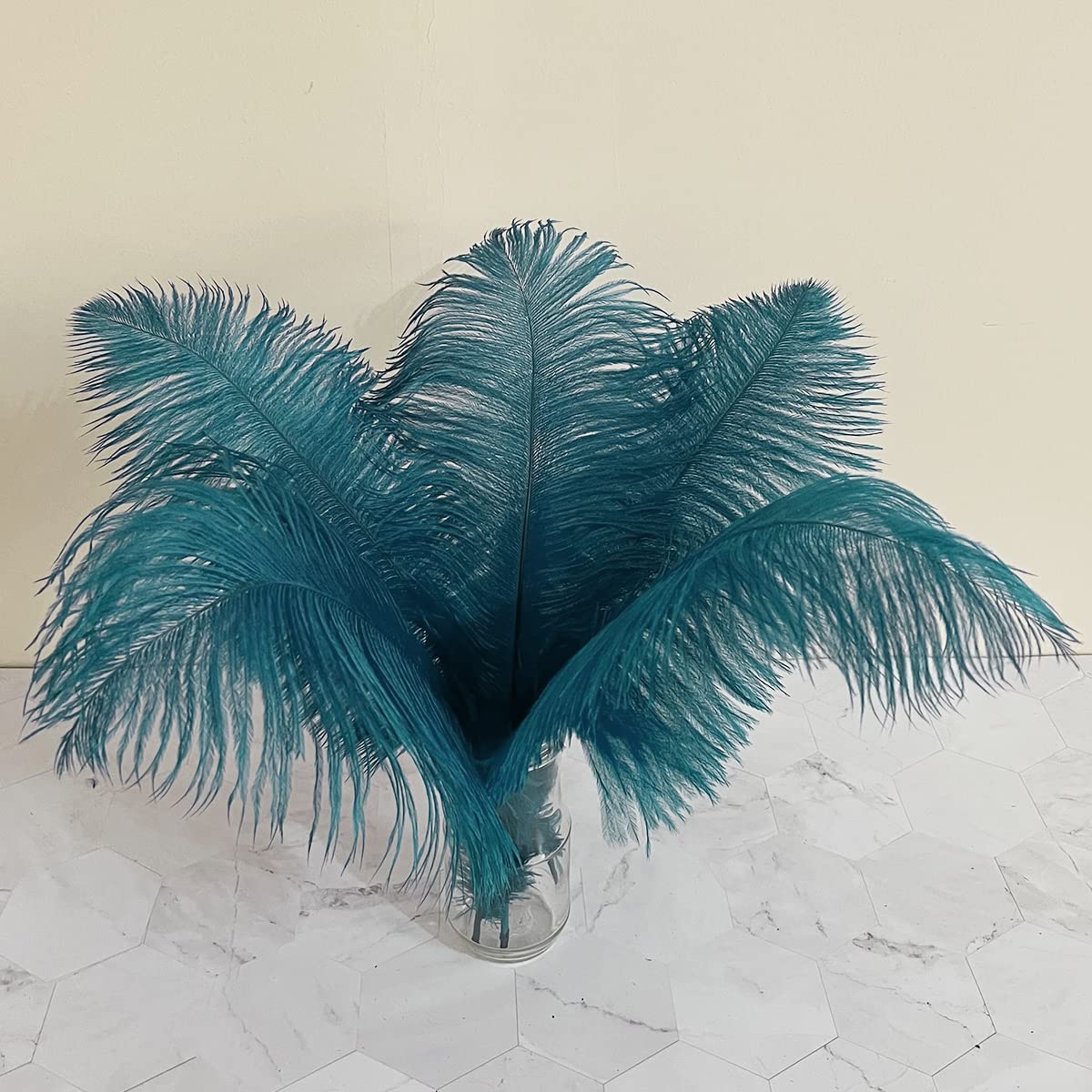 LWINGFLYER 10pcs Large Teal Ostrich Feathers 16-18 inch Fluffy Feather for Crafts Home Party Decoration Wedding Centerpieces Clothes Vase Decor