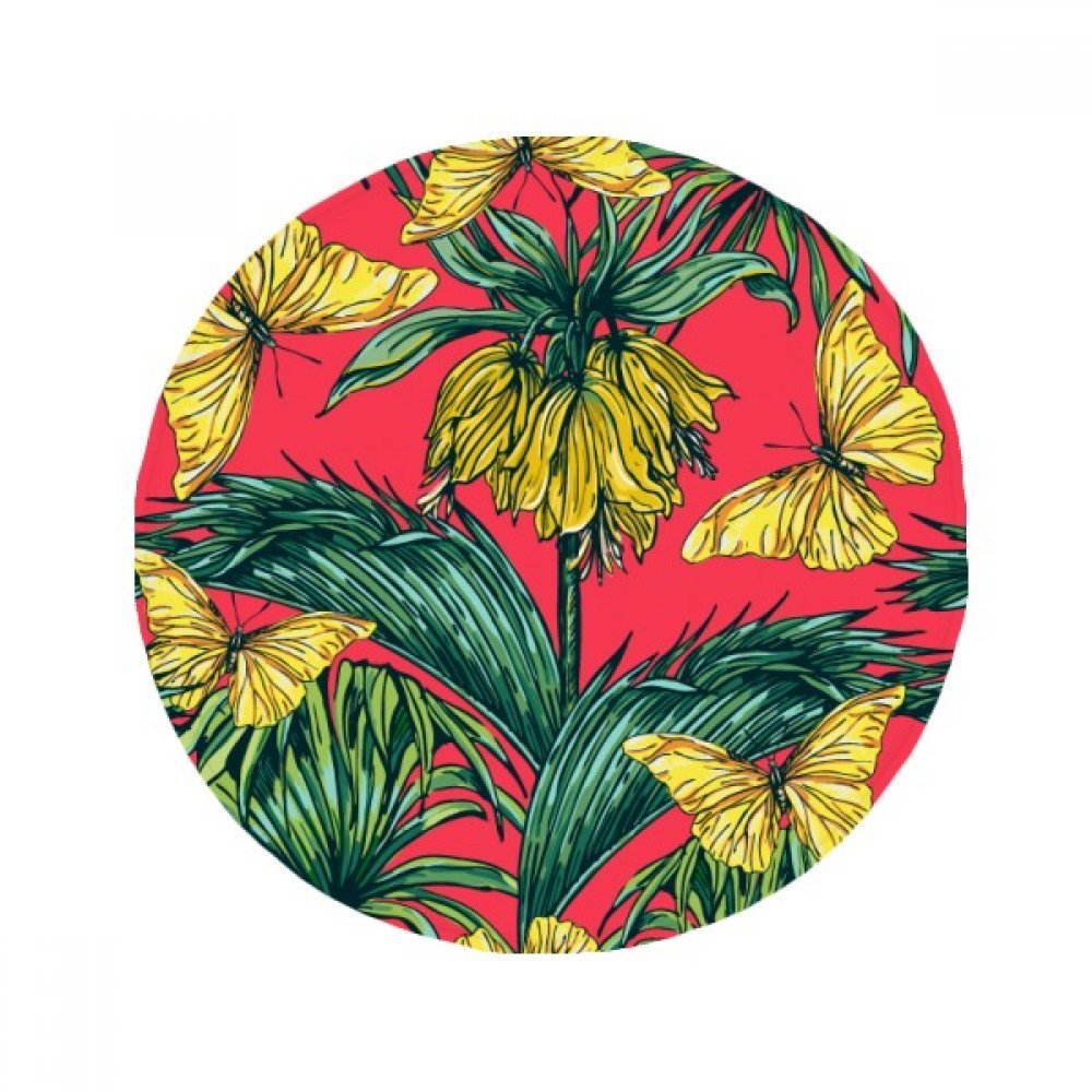 Tapis anti-dérapant fleur rose rond 80cm pour sol de salle de bain