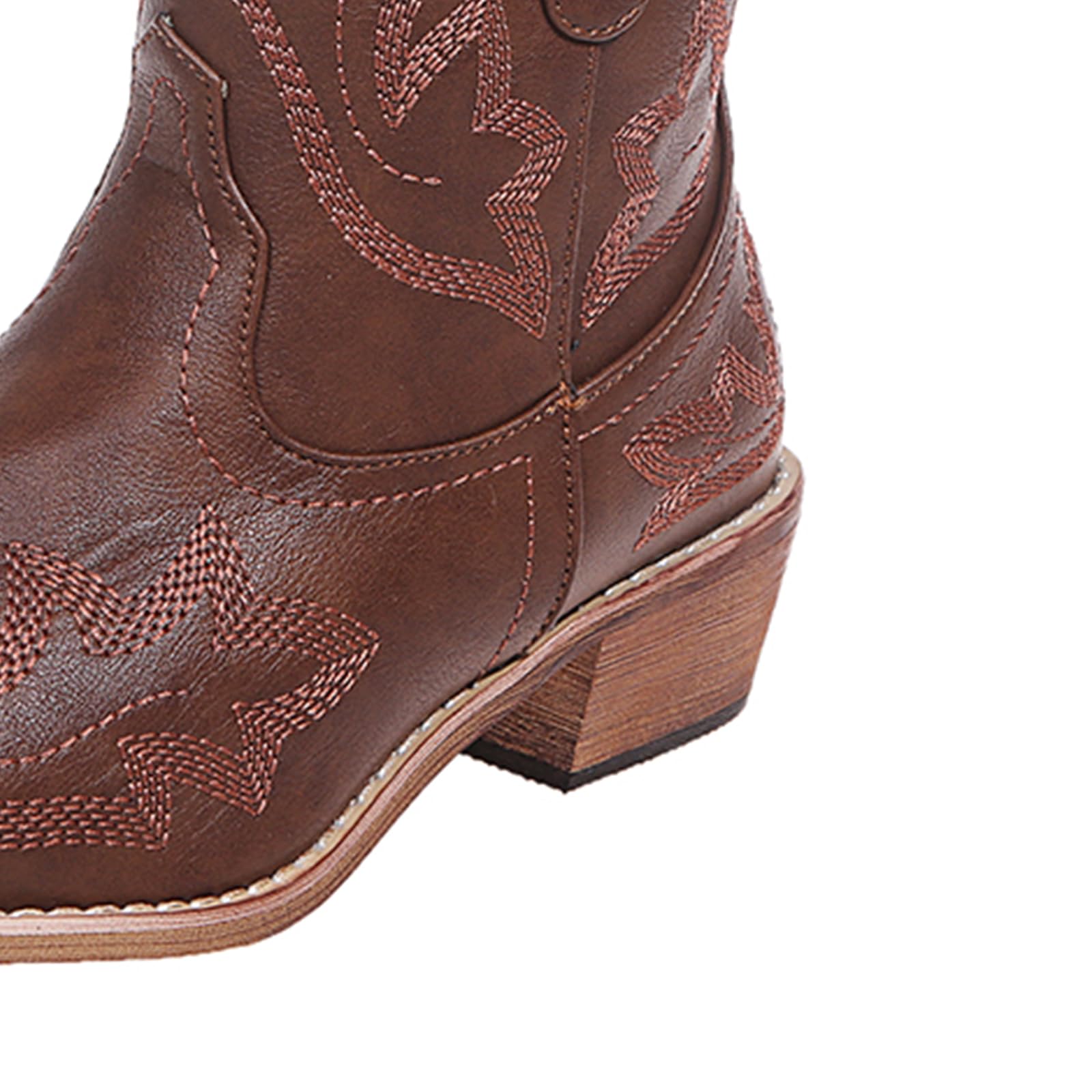 UMore Botines para Mujer Chelsea Botas Cuero Bajo Bloque Tacón Invierno Antideslizante Botas Retro Bohemio Empalme PatrónEstilo Cremallera