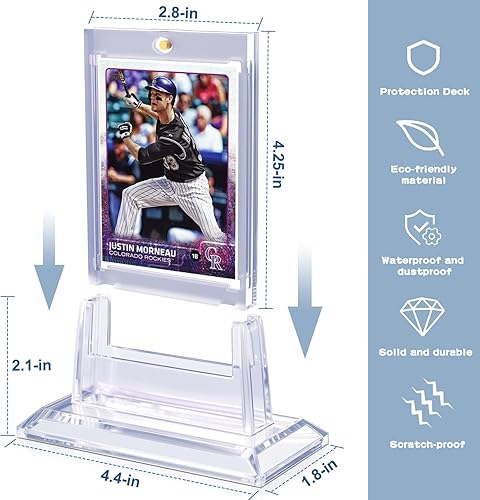 Miniatura 2 de Portatarjetas magnéticos de 24 quilates para tarjetas intercambiables, tarjeteros de béisbol de acrílico de 35 puntos con 24 soportes para tarjetas,