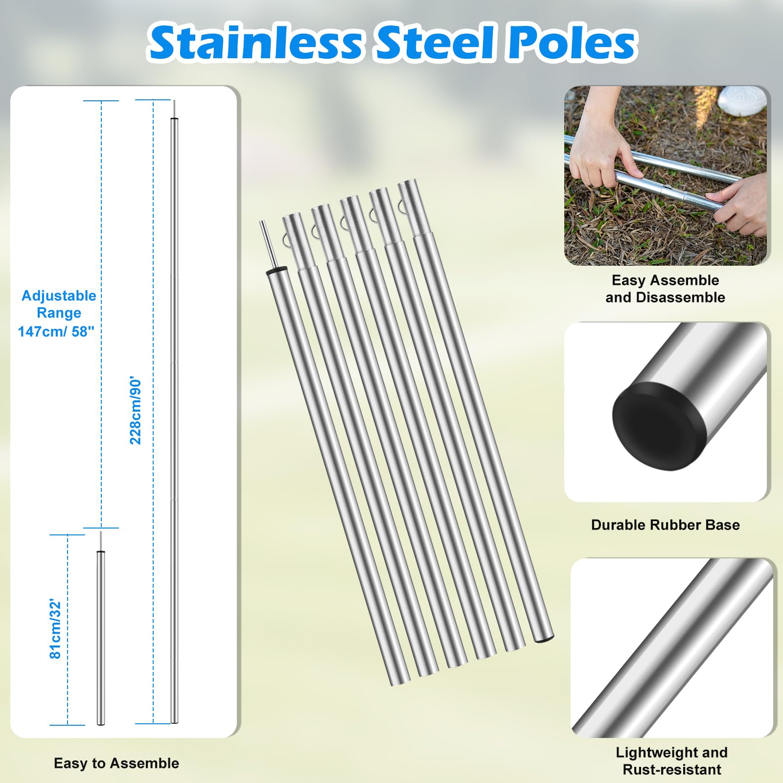 WADEO Telo per Tenda da Campeggio impermeabile, tarp campeggio 3 x 3,6 m, telo campeggio, telo tenda leggero, facile da installare, riparo da campeggio per zaino in spalla, escursionismo