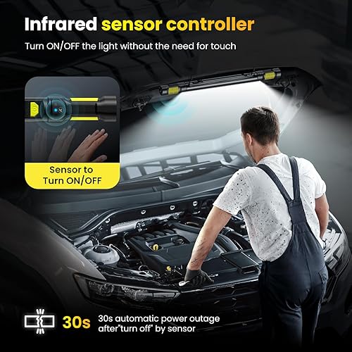 Miniatura 4 de Luz de trabajo Encendido y apagado automáticoLuz de trabajo LED de 3000 lúmenes, 5200 mAh, luz de trabajo debajo del capó con ganchos, luz de
