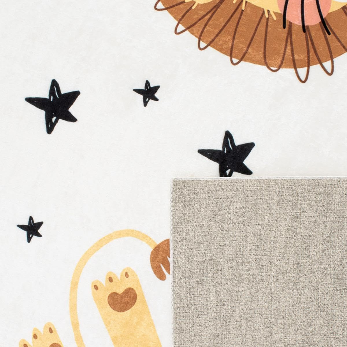 Alfombra infantil 120 x 160 cm, ideal como alfombra de dormitorio, alfombra beige, diseño de animales para niños, 10562