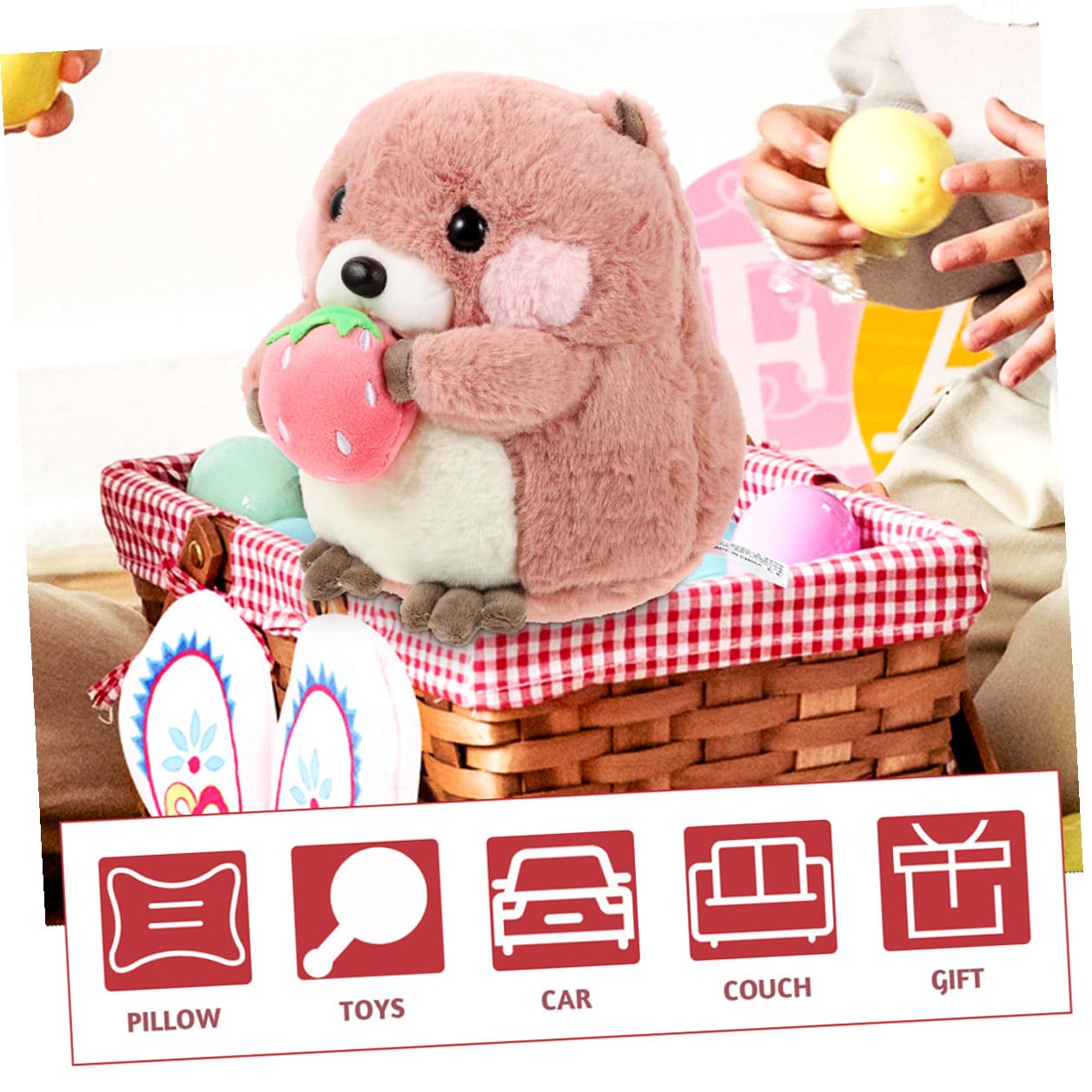 Muñeco y PP Cotton Rosa de Peluche de Felpa 1 Pieza de Marmota | Detalles Finos, Tacto Suave y Abrazable, Resistente Deformación, Decoración para Hogar y Coche