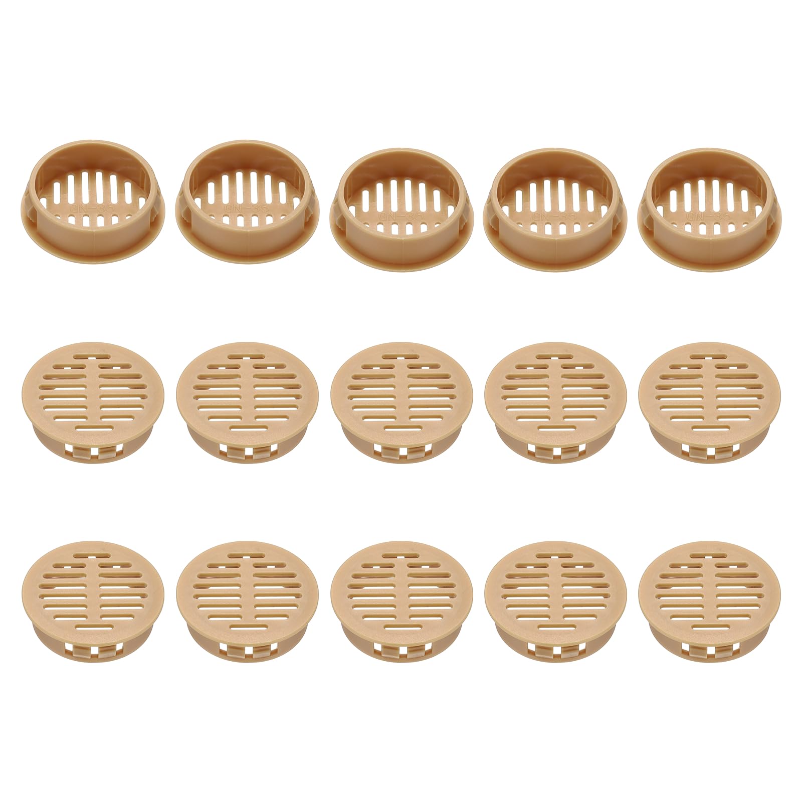 sourcing map 15pcs Round Cabinet Vent 1.38" (35mm Openings) Plastic Circular Soffit Exhaust Vent Soffit Louver Vent Mesh Hole for Bathroom Home Office Kitchen Cabinet Wardrobe, Orange