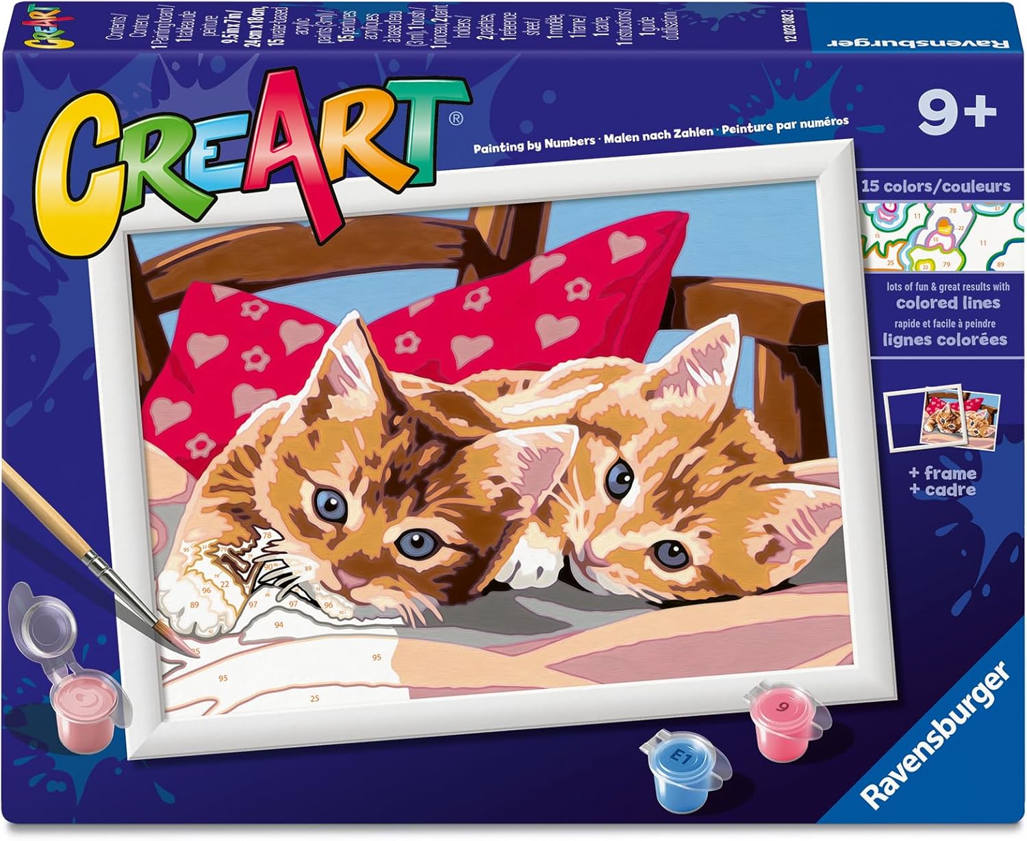 Ravensburger CreArt Two Cuddly Kids Paint by Numbers Kit for Kids - 12023082 - Painting Arts and Crafts for Ages 9 and Up