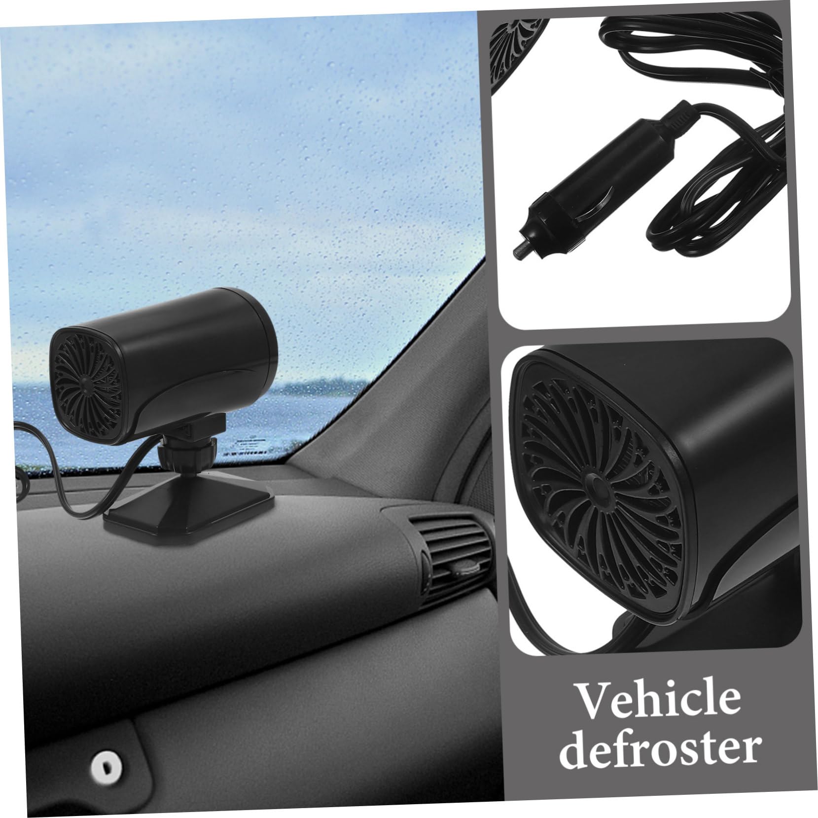 Mikinona Calentador Portátil para Coche con Ventilador Defroster Diseño Ajustable para Descongelar Parabrisas y Eliminar Niebla Enchufe para Mechero Vehículos y Camping