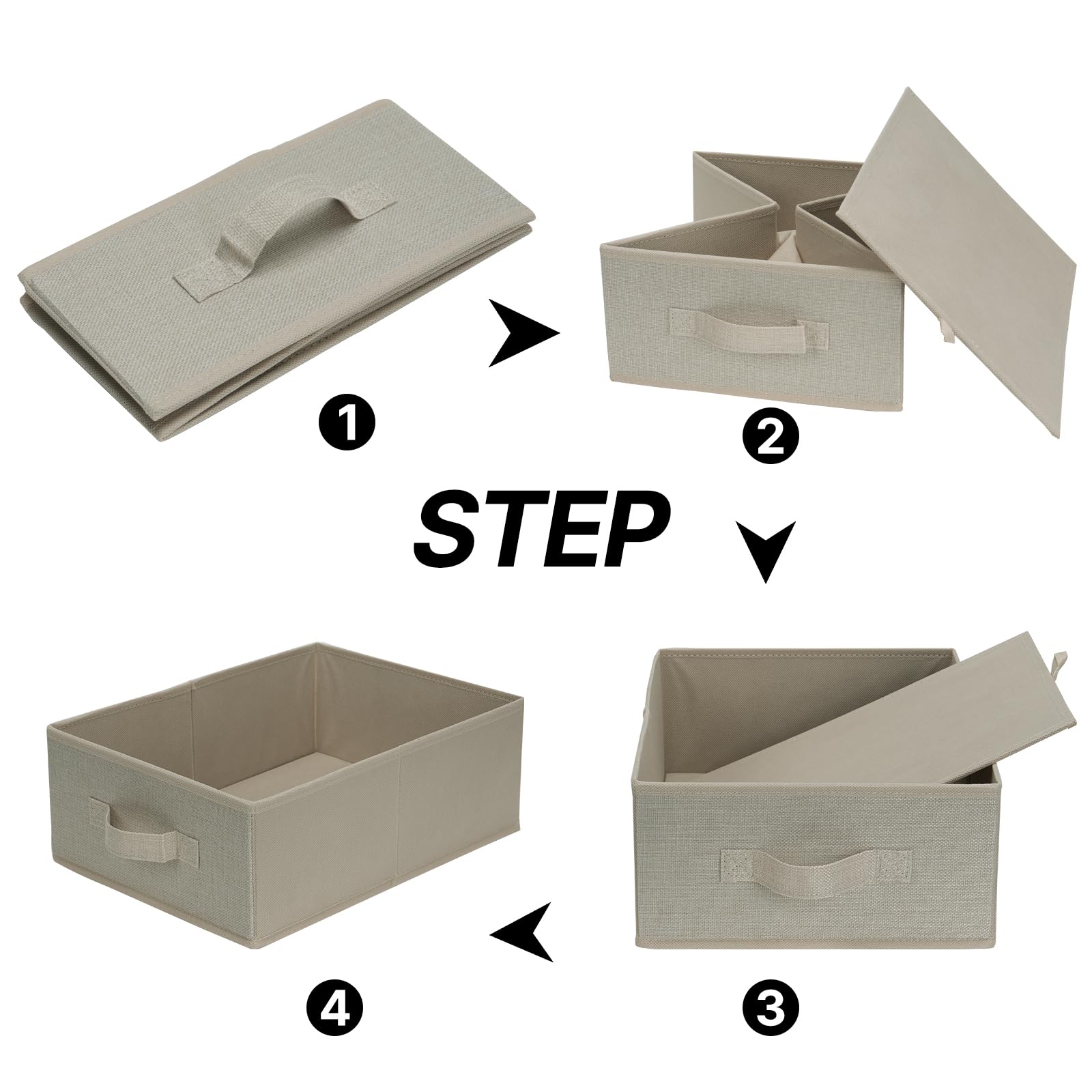 JAKAGO Kleiderschrank-Organizer, 4 Stück, faltbar, überlegene Kleiderschublade, Organizer, 39 x 29 x 14 cm, Aufbewahrungsboxen für Kleidung, Hemden, Hosen, Handtücher, Spielzeug (Flachs)