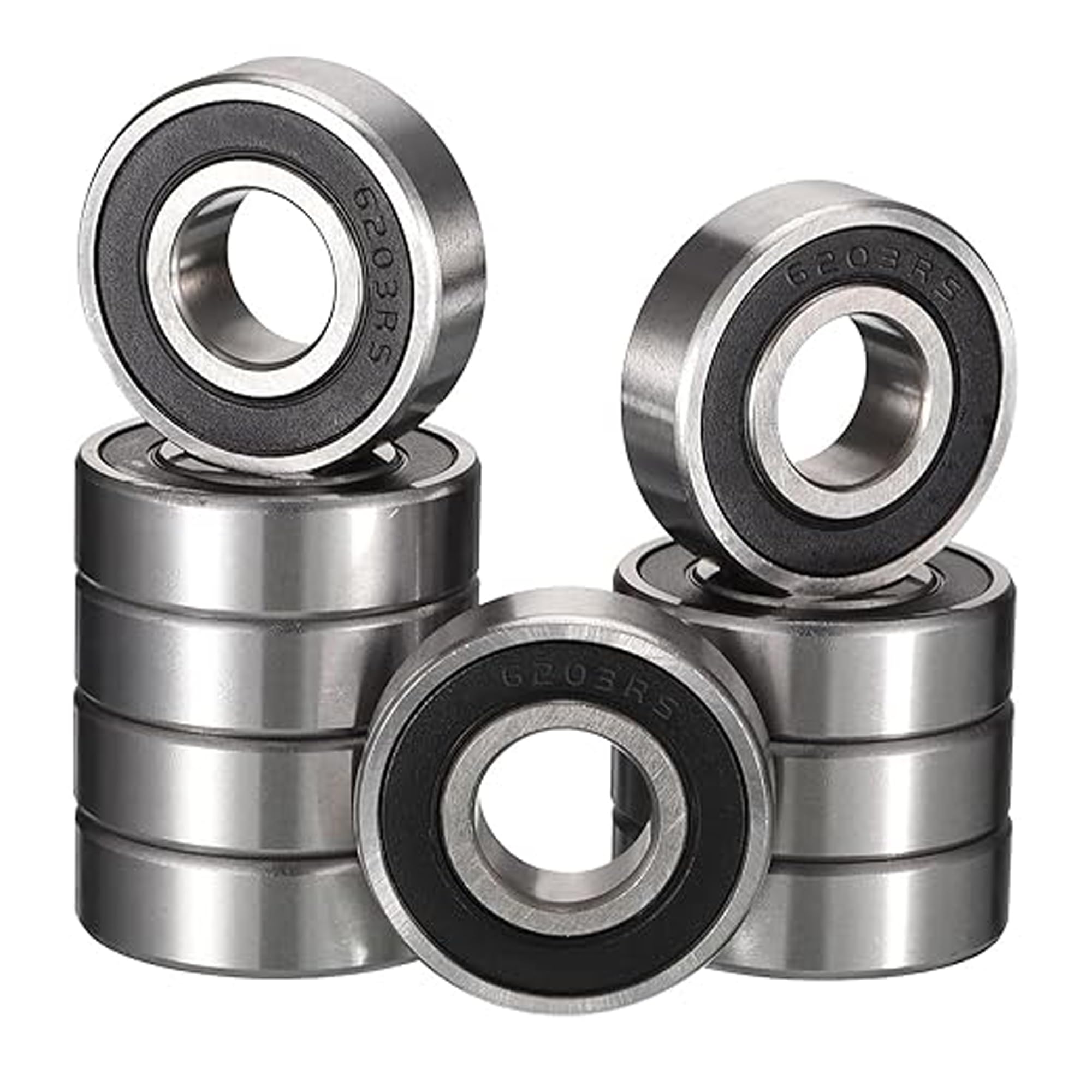 XERFU 6203-2RS 10 Pieces, Z3 V3 HQ, 17mm ID x 40mm OD x 12mm Width, Double Rubber Seals, Chromium Steel Ball Bearing-image-5